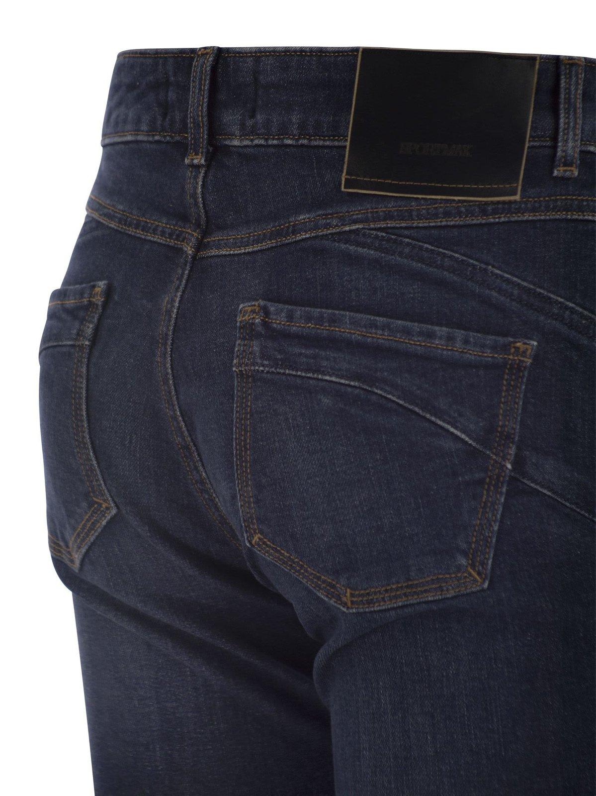 Sportmax Logo Patch Cropped Jeans In Blue