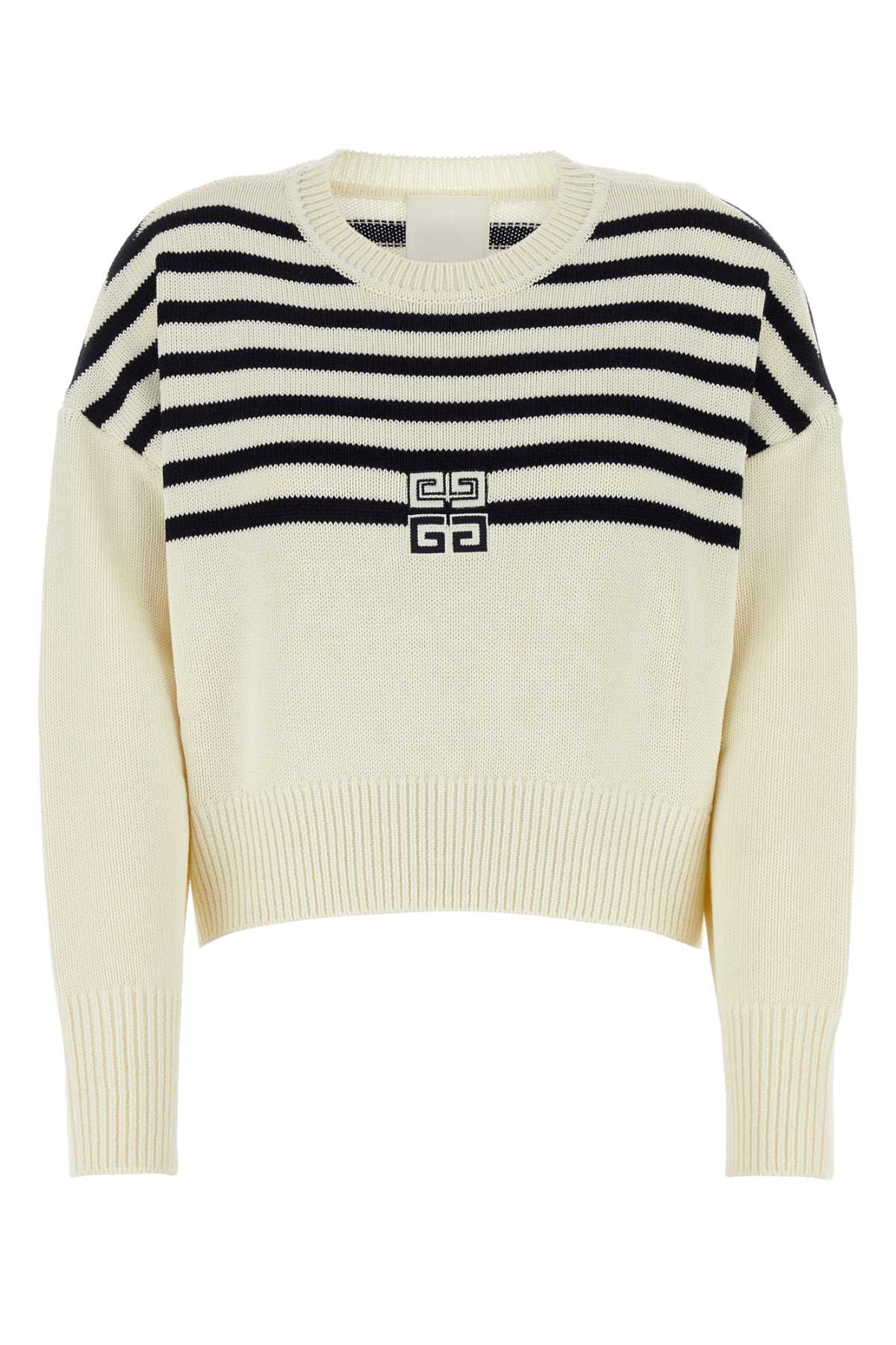 Shop Givenchy Ivory Wool Blend Sweater In Whitenavy