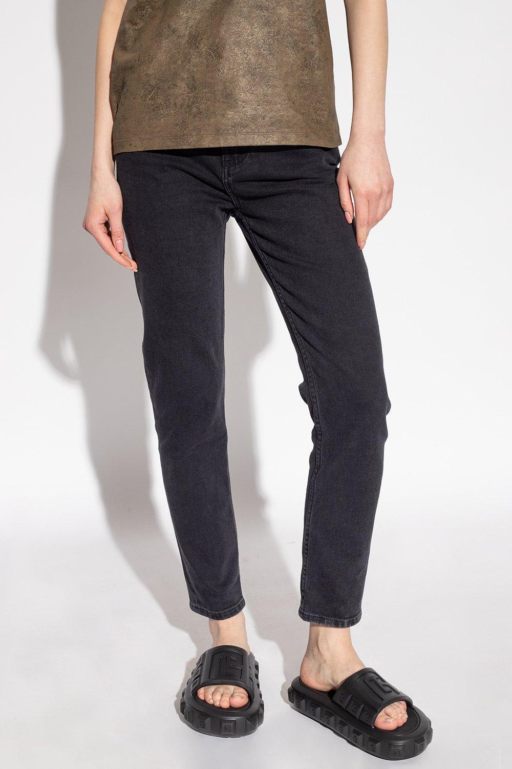 Shop Balmain Slim-fit Cropped Jeans In Nero Sfumato