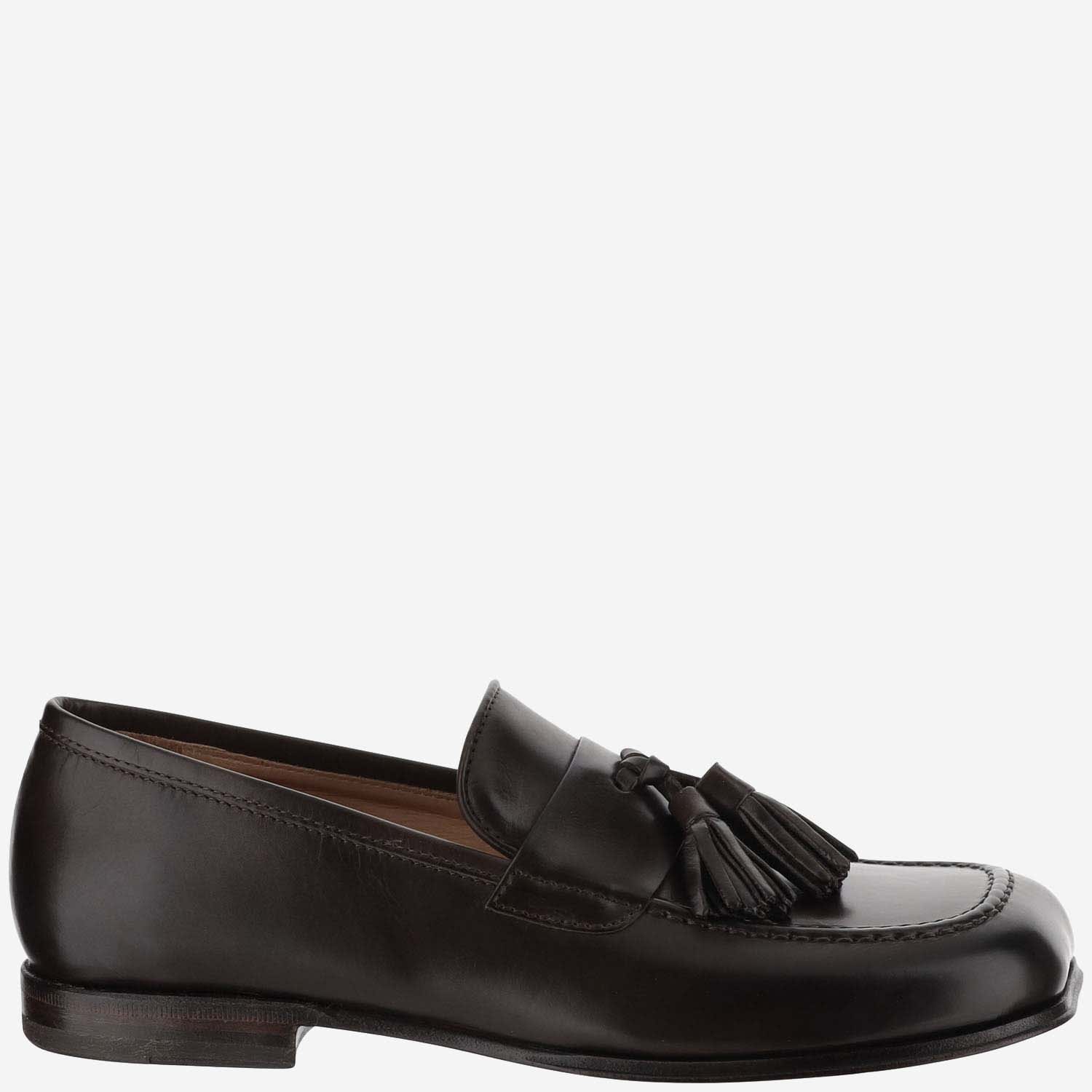 Shop Herve Chapelier Leather Loafers In Brown