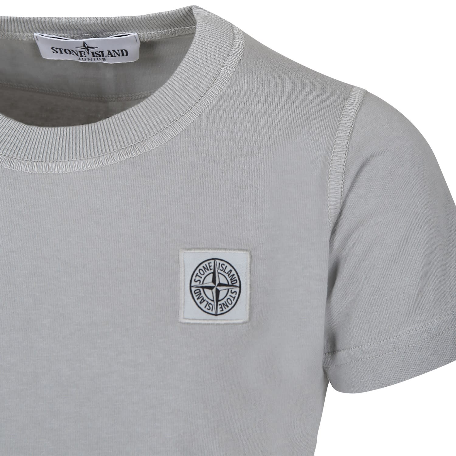 Shop Stone Island Grey T-shirt For Boy With Logo In Grigio