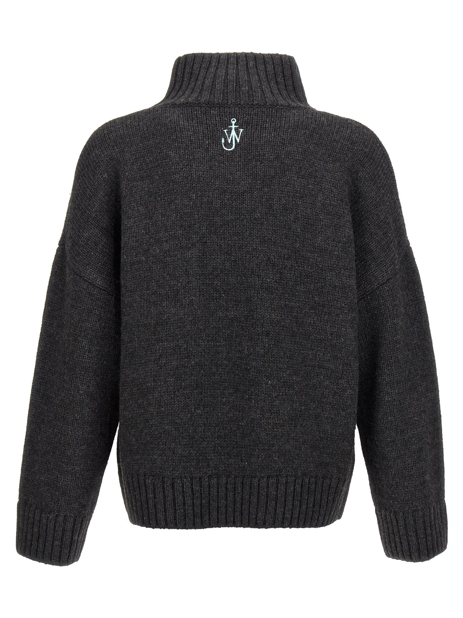 Shop Jw Anderson Patch Pocket Sweater In Dark Grey/artic Blue