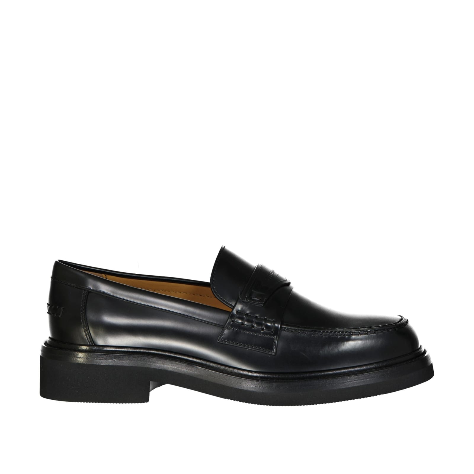 Shop Dior Leather Loafers In Black