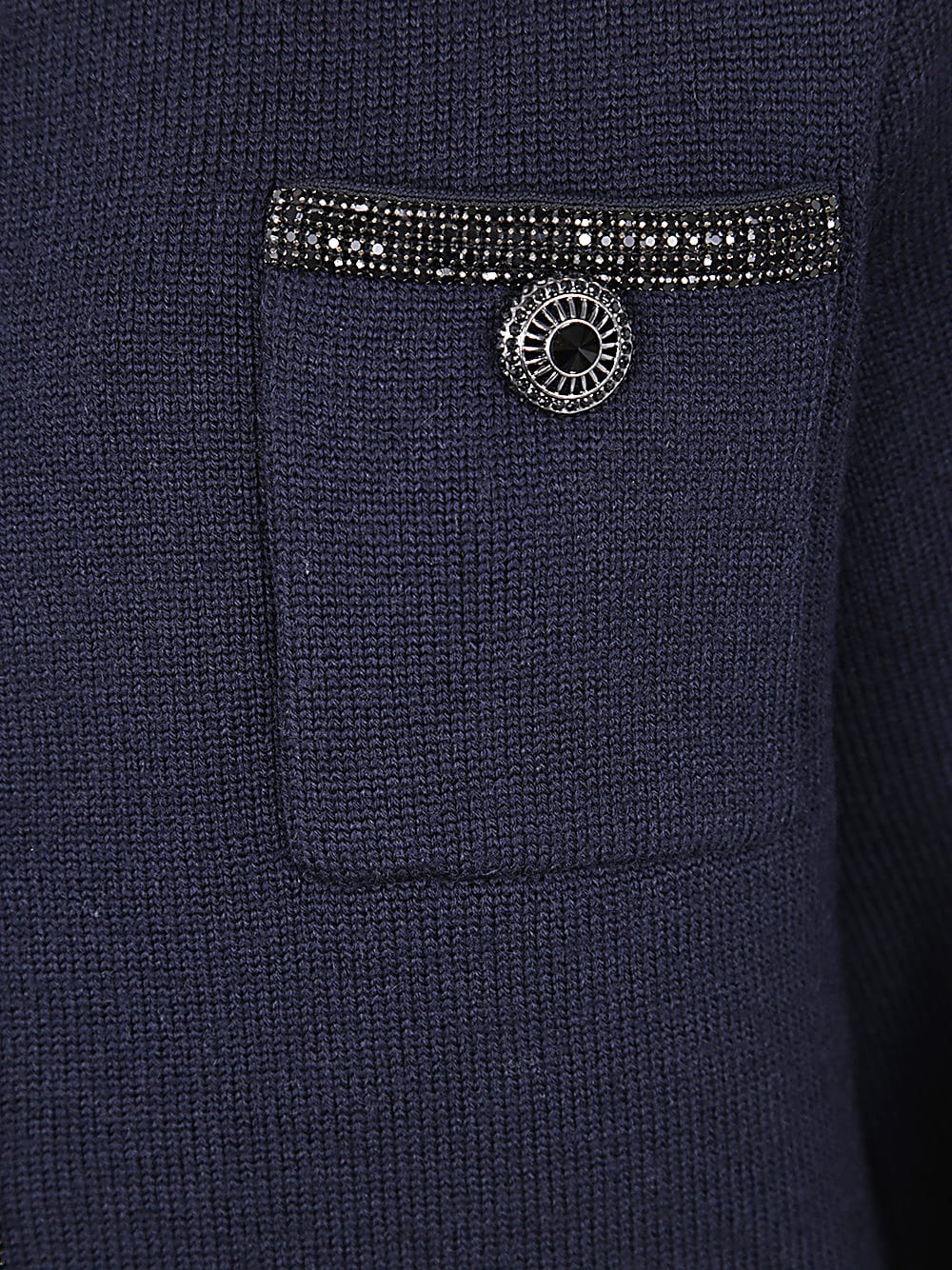 Shop Self-portrait Navy Embellished Knit Cardigan