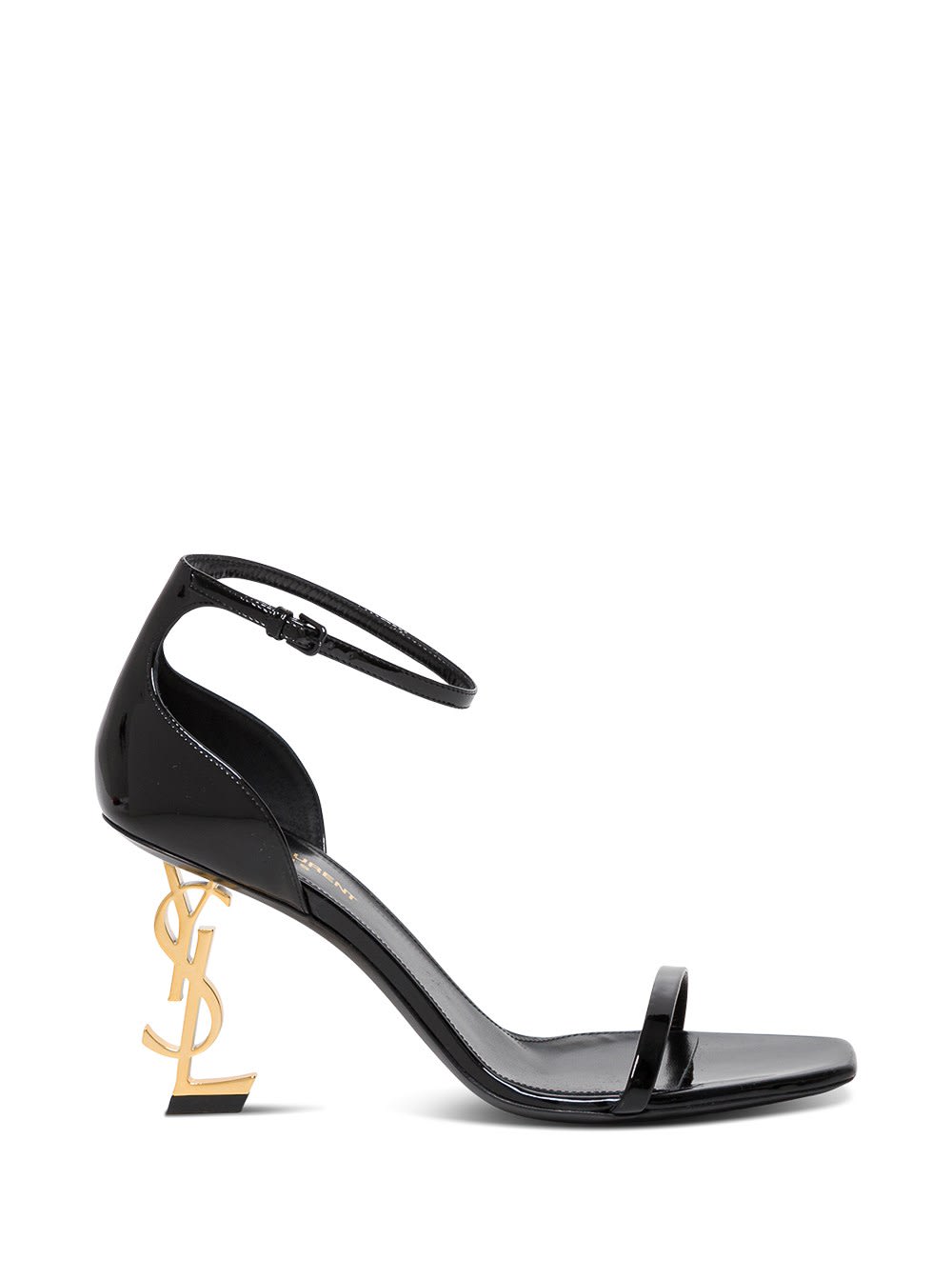 SAINT LAURENT OPYUM LEATHER SANDALS WITH STRUCTURED HEEL,11863078