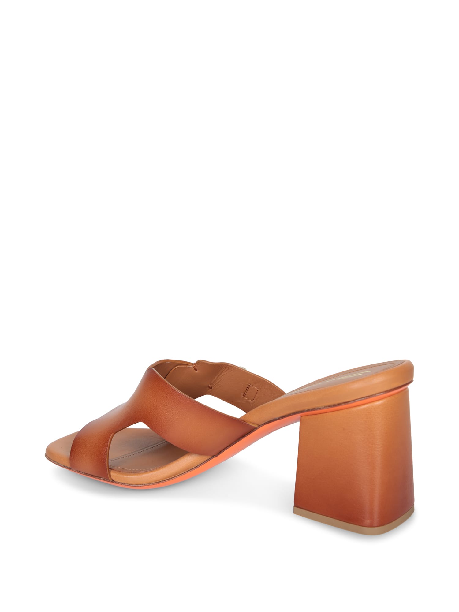 Santoni Brown Buckle Heel Sandal In Brown