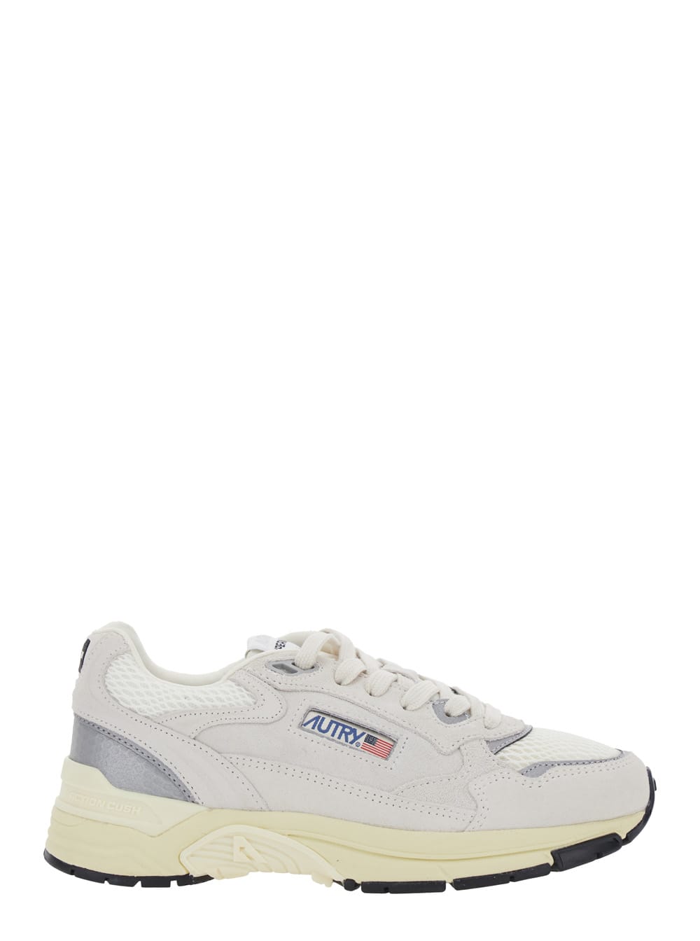 Autry Hyperway White Low Top Sneakers With Logo Patch On Side And Tongue In Suede And Mesh Woman In Neutral