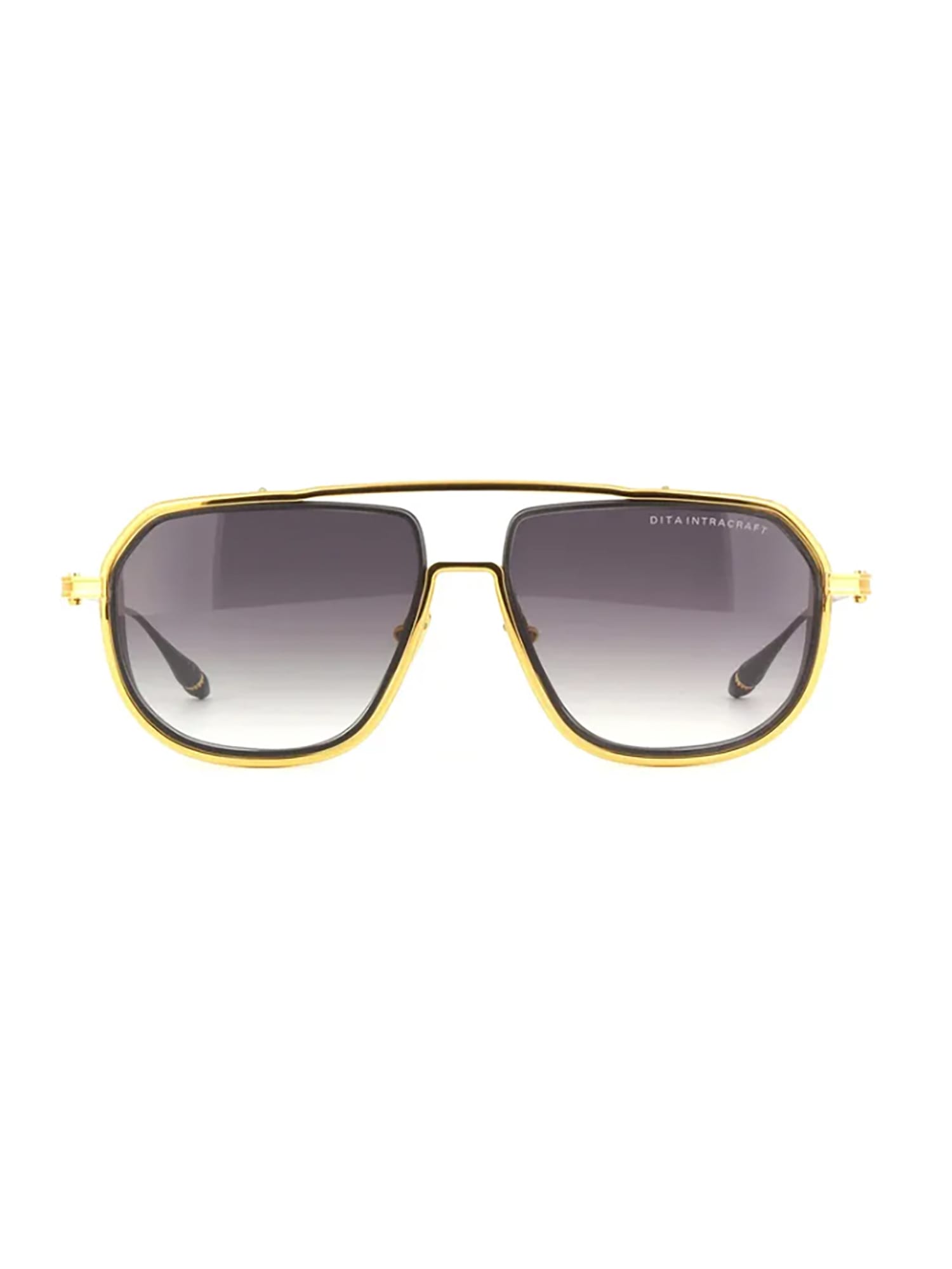 Shop Dita Dts165/a/01 Intracraft Sunglasses In Yellow Gold_black Iron