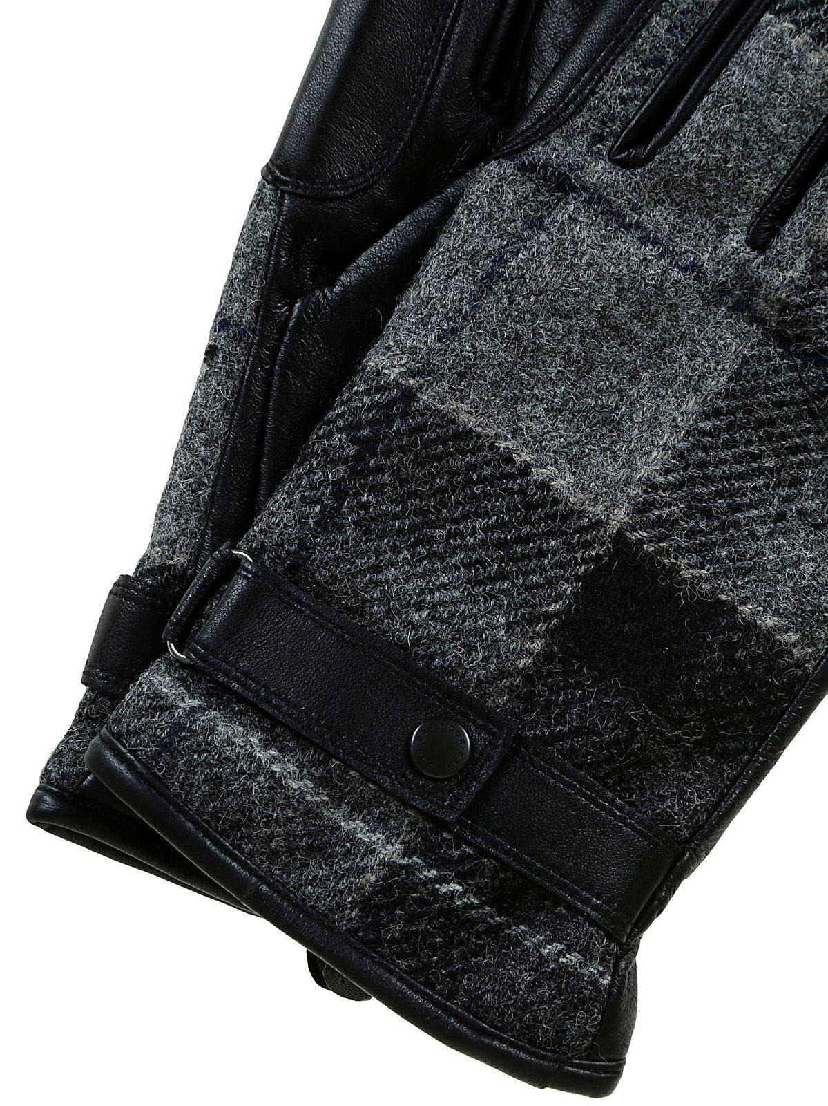 Shop Barbour Black And Grey Tartan Wool Gloves In Black/grey