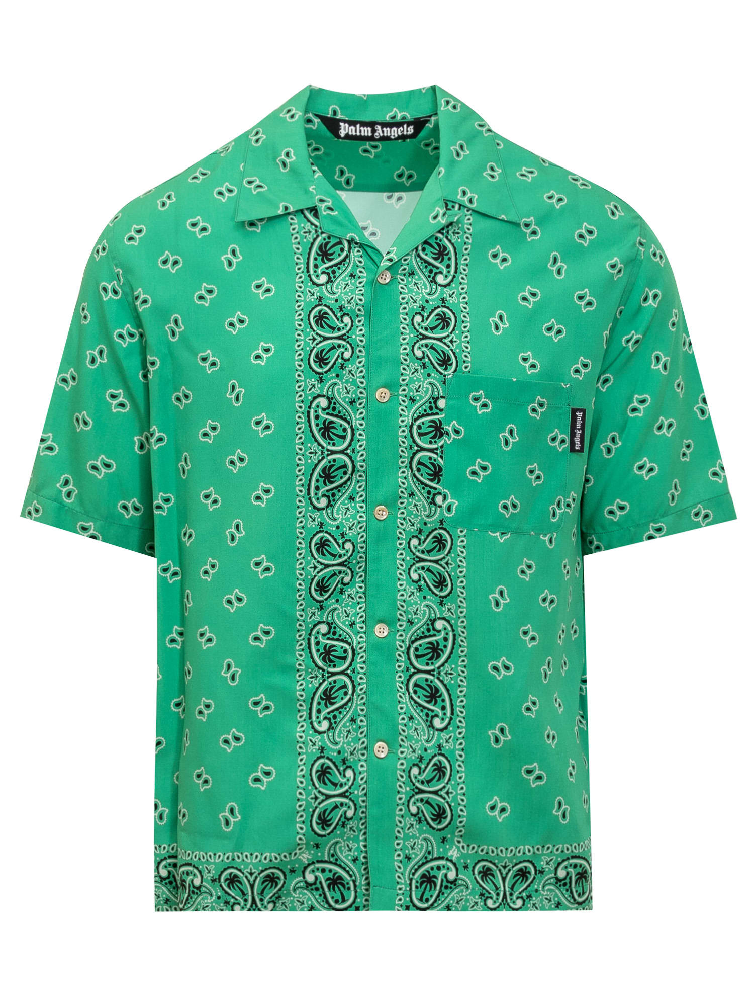 Shop Palm Angels Shirt With Paisley Print In Green