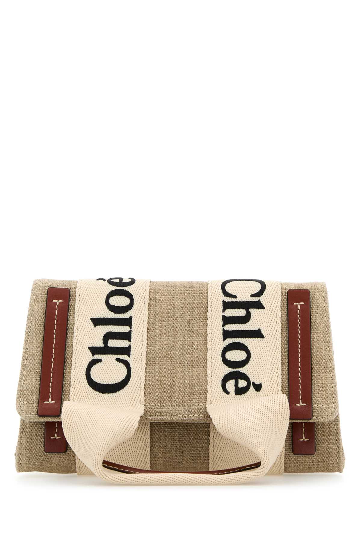 Shop Chloé Multicolor Linen Woody Belt Bag In Whitebrown1