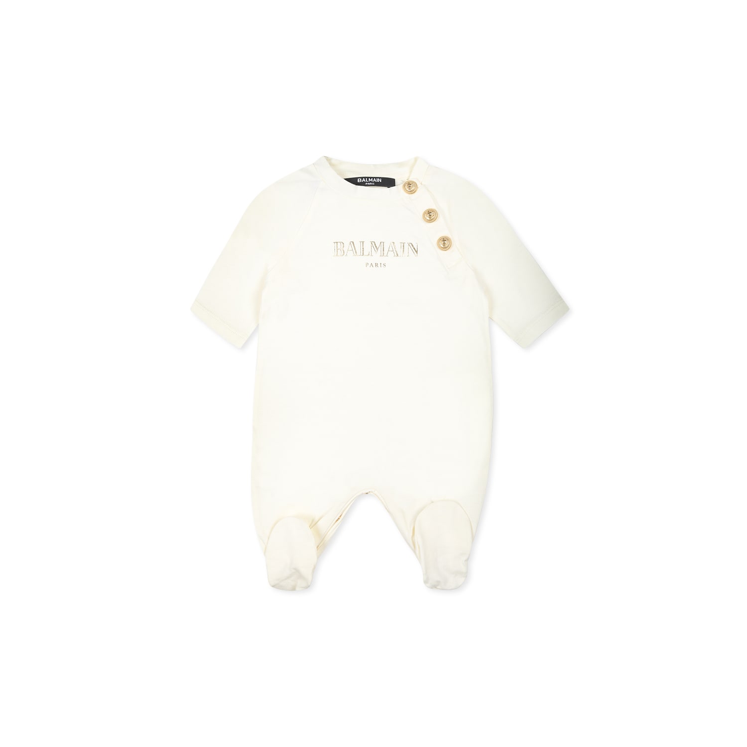 Shop Balmain Ivory Babygrow Set For Babykids With Logo