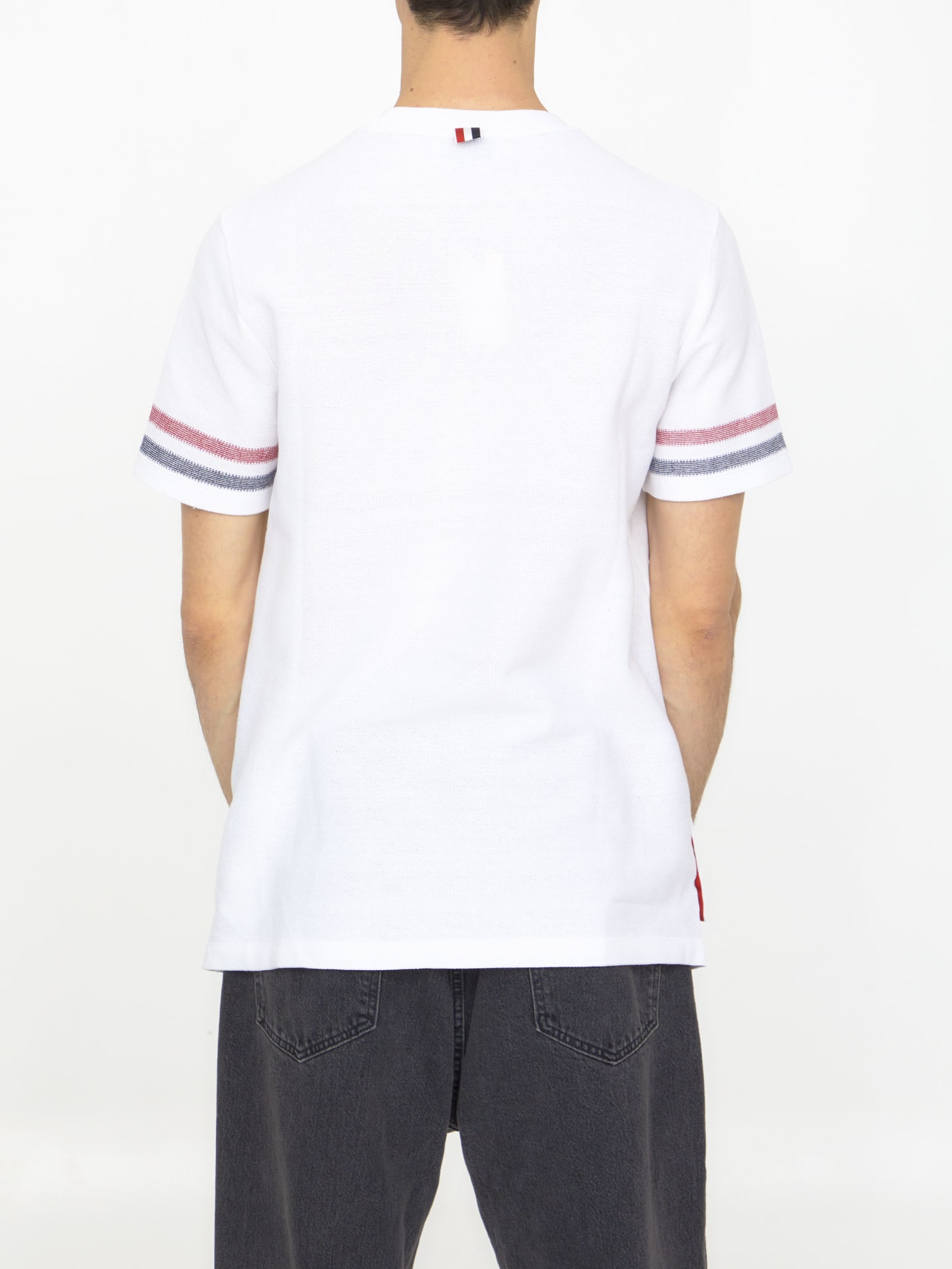 Shop Thom Browne Textured Cotton T-shirt In White