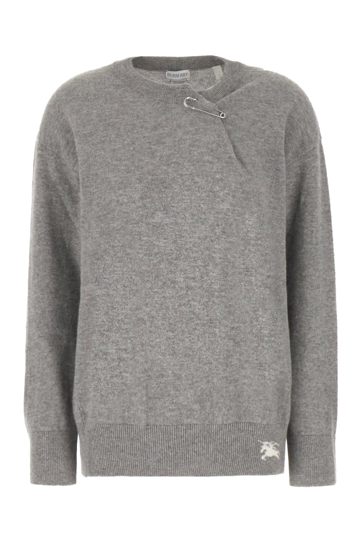 Burberry Melange Grey Cashmere Sweater In Lightgreymelange