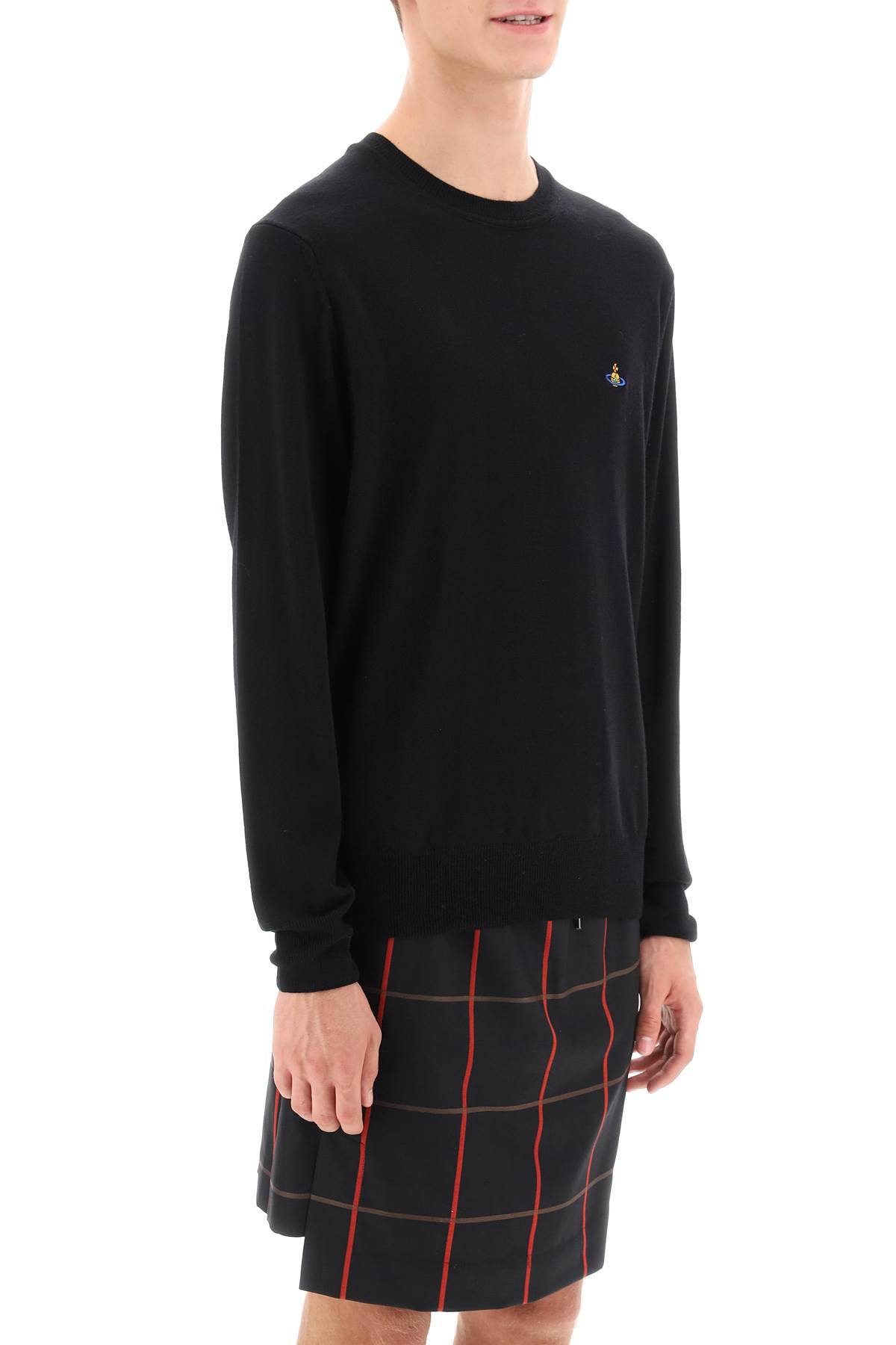 Shop Vivienne Westwood Orb-embroidered Crew-neck Sweater In Black (black)
