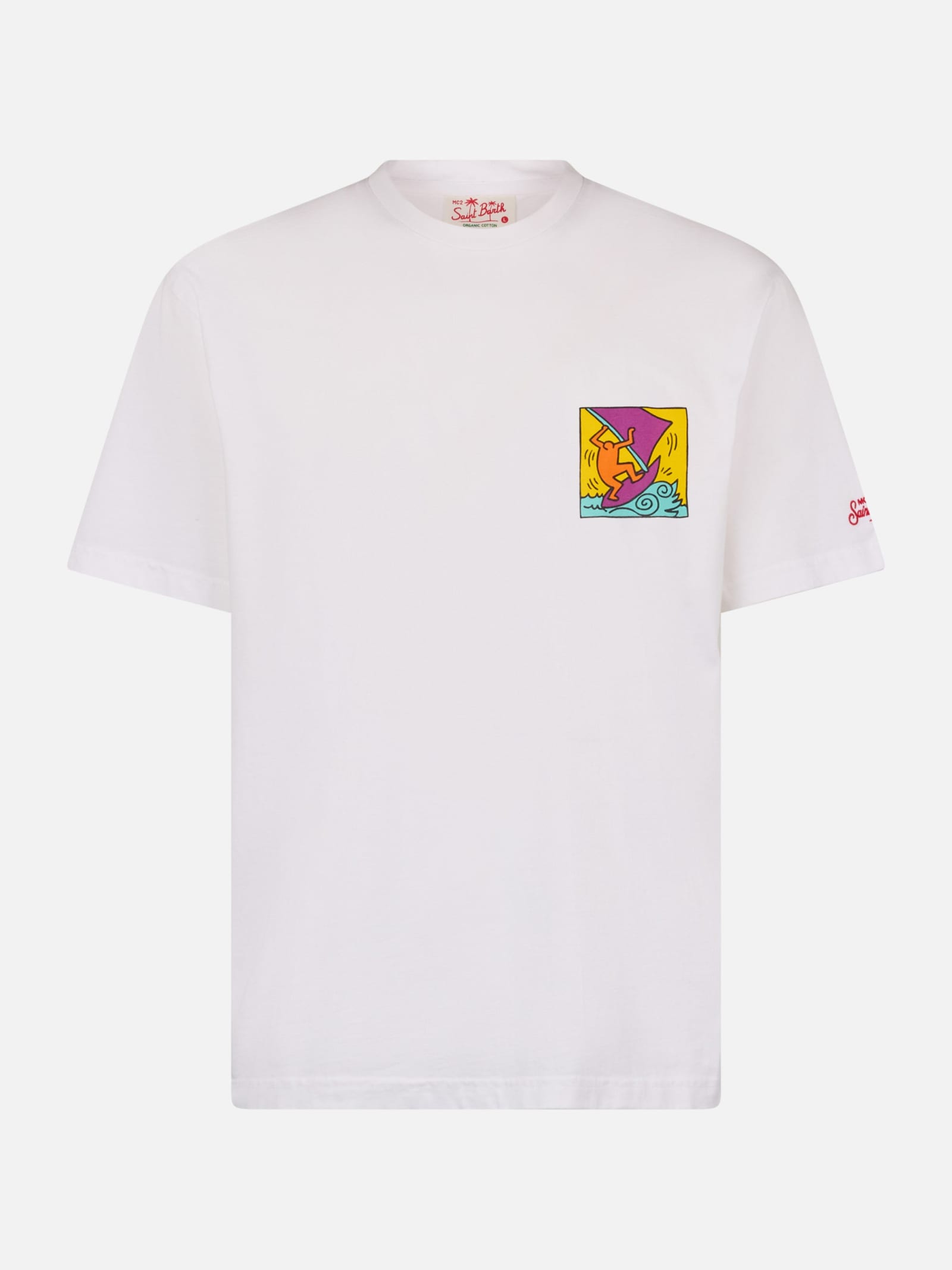 MC2 SAINT BARTH MAN COTTON T-SHIRT WITH KEITH HARING DESIGN FRONT AND BACK PRINT KEITH HARING SPECIAL EDITION