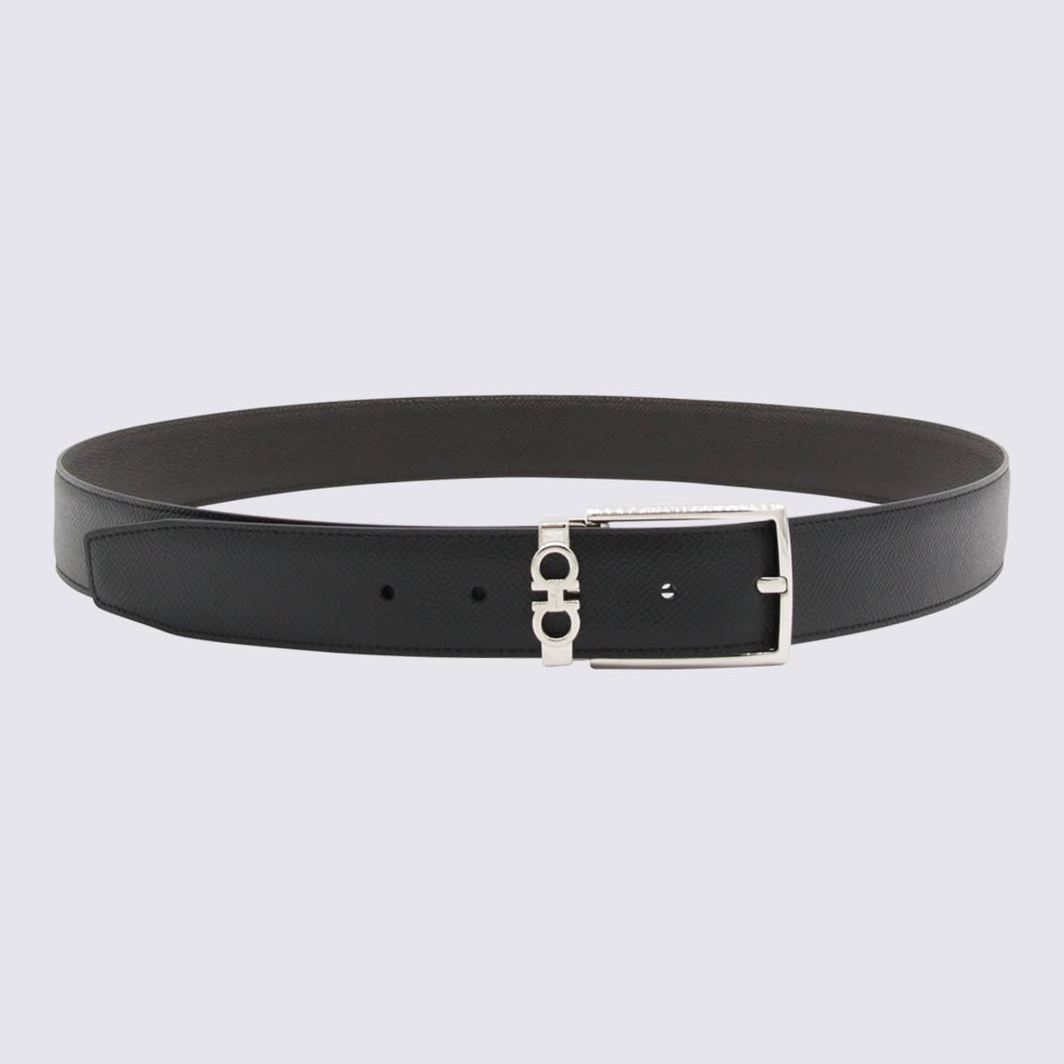 Ferragamo Black Leather Gancini Belt
