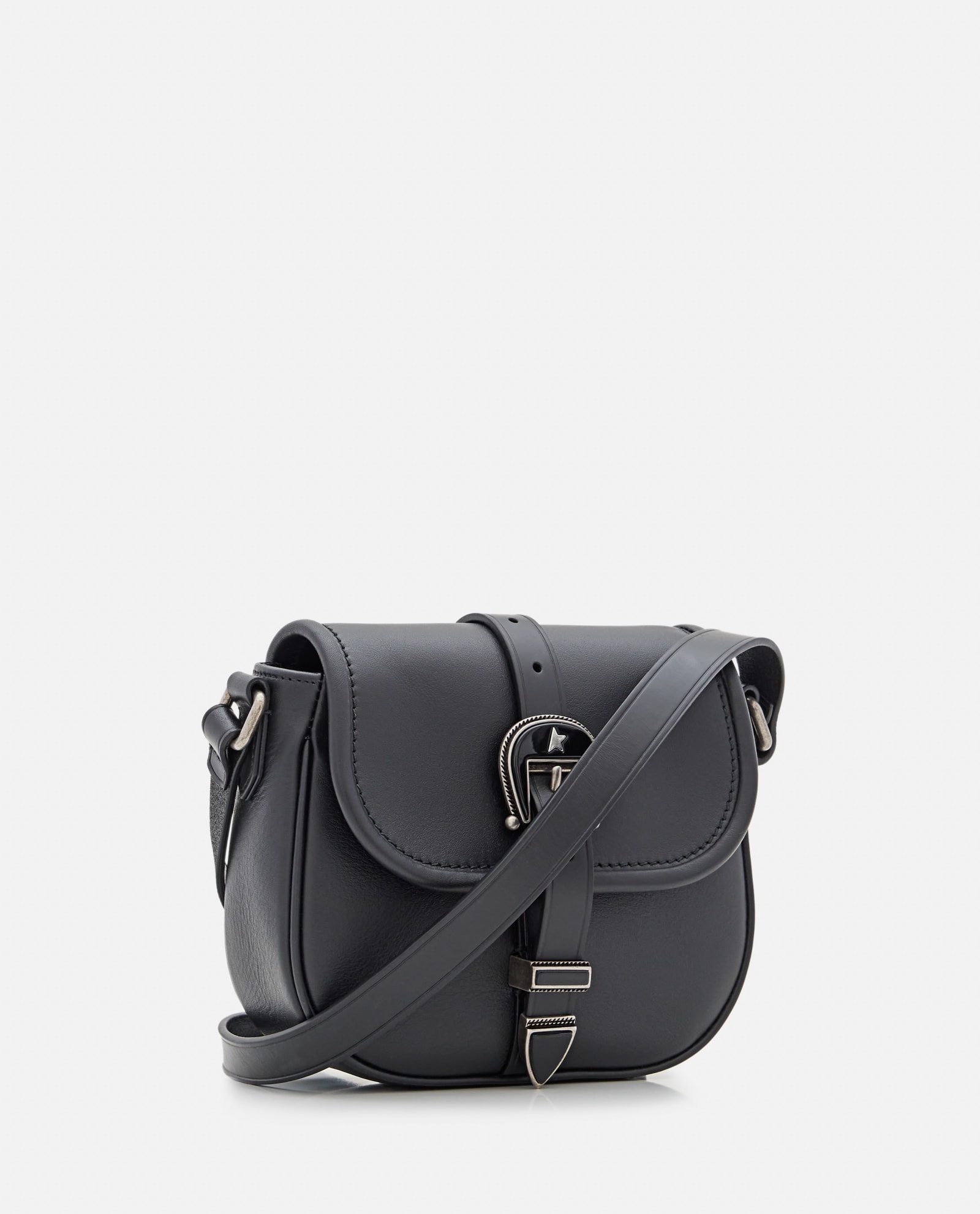 Golden Goose Small Rodeo Leather Crossbody Bag In Black