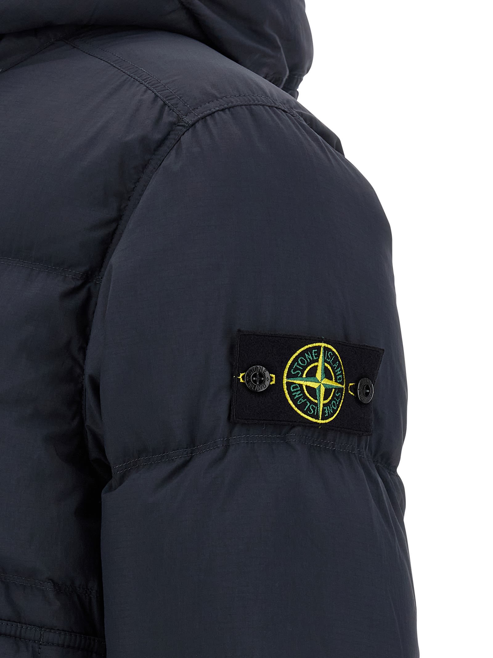 Stone Island Down Parka In Cordura Ripstop Matt Nylon In Blue