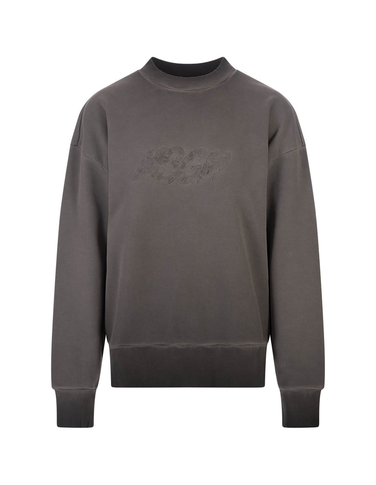 Shop Msgm Grey Sweatshirt With Washed Effect