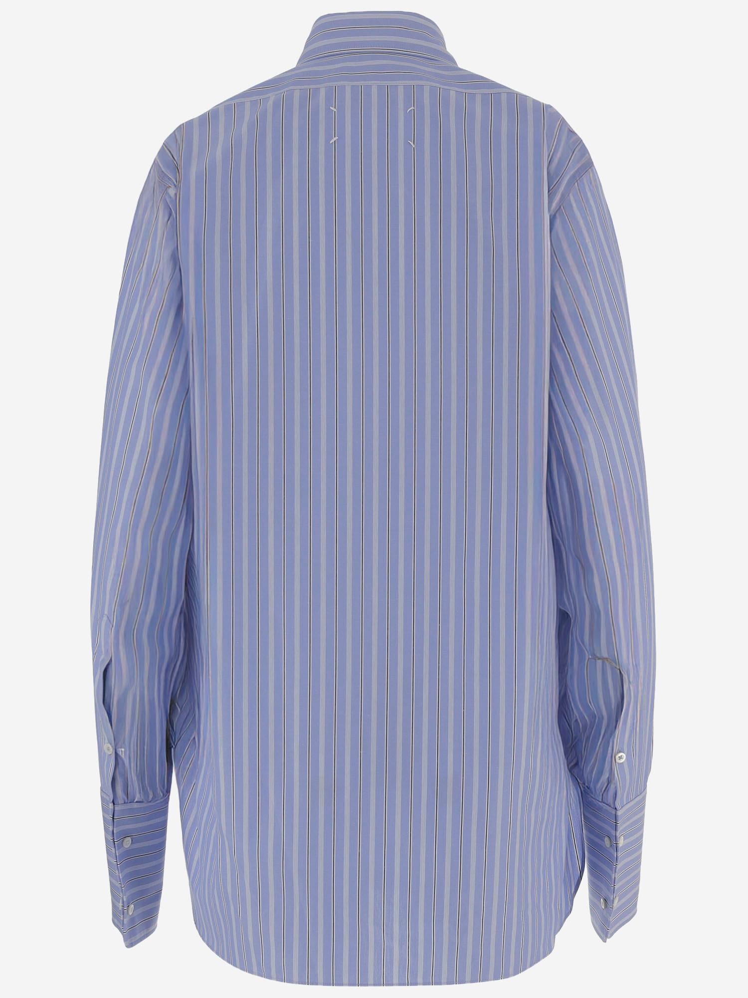 Maison Margiela Striped Cotton-poplin Shirt In Blue