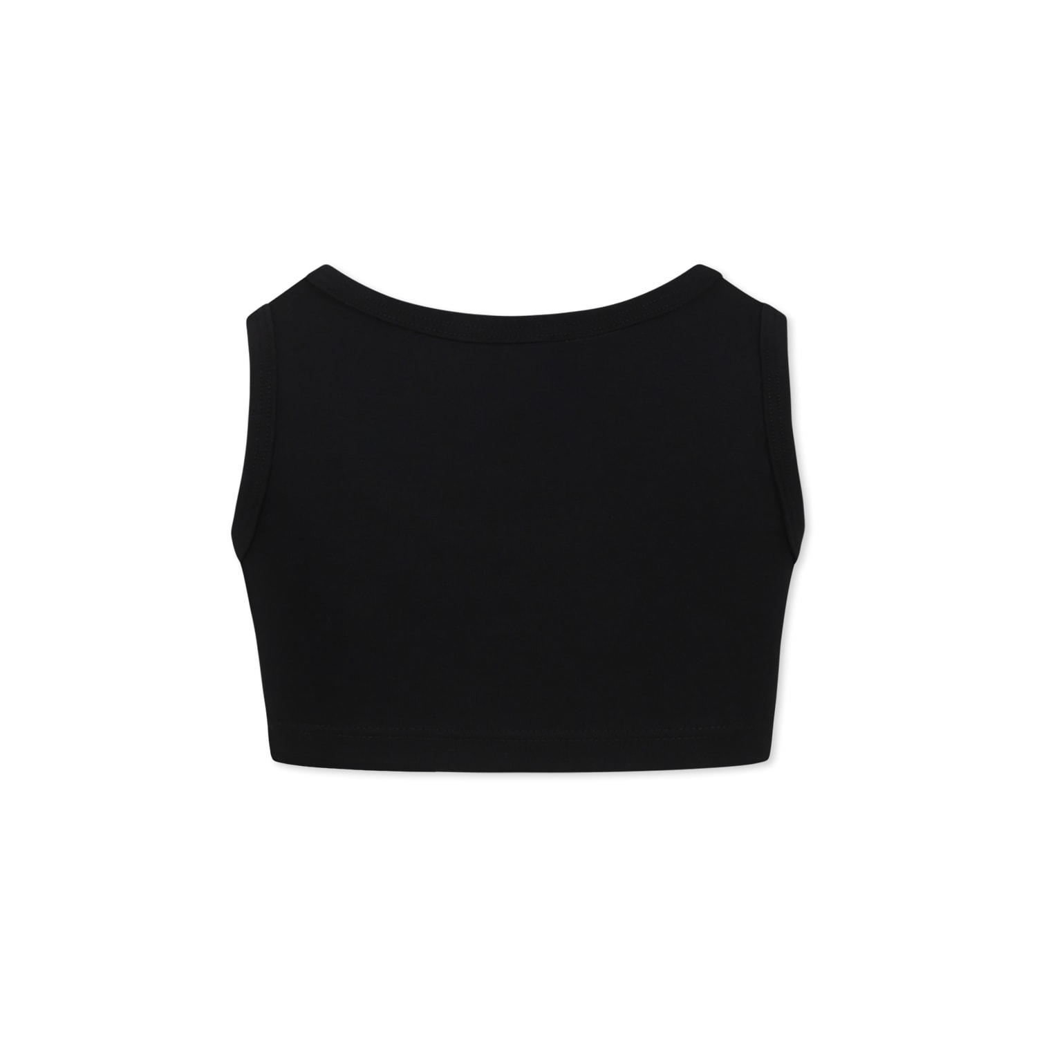 Msgm Balck Tank Top For Girl With Logo In Black