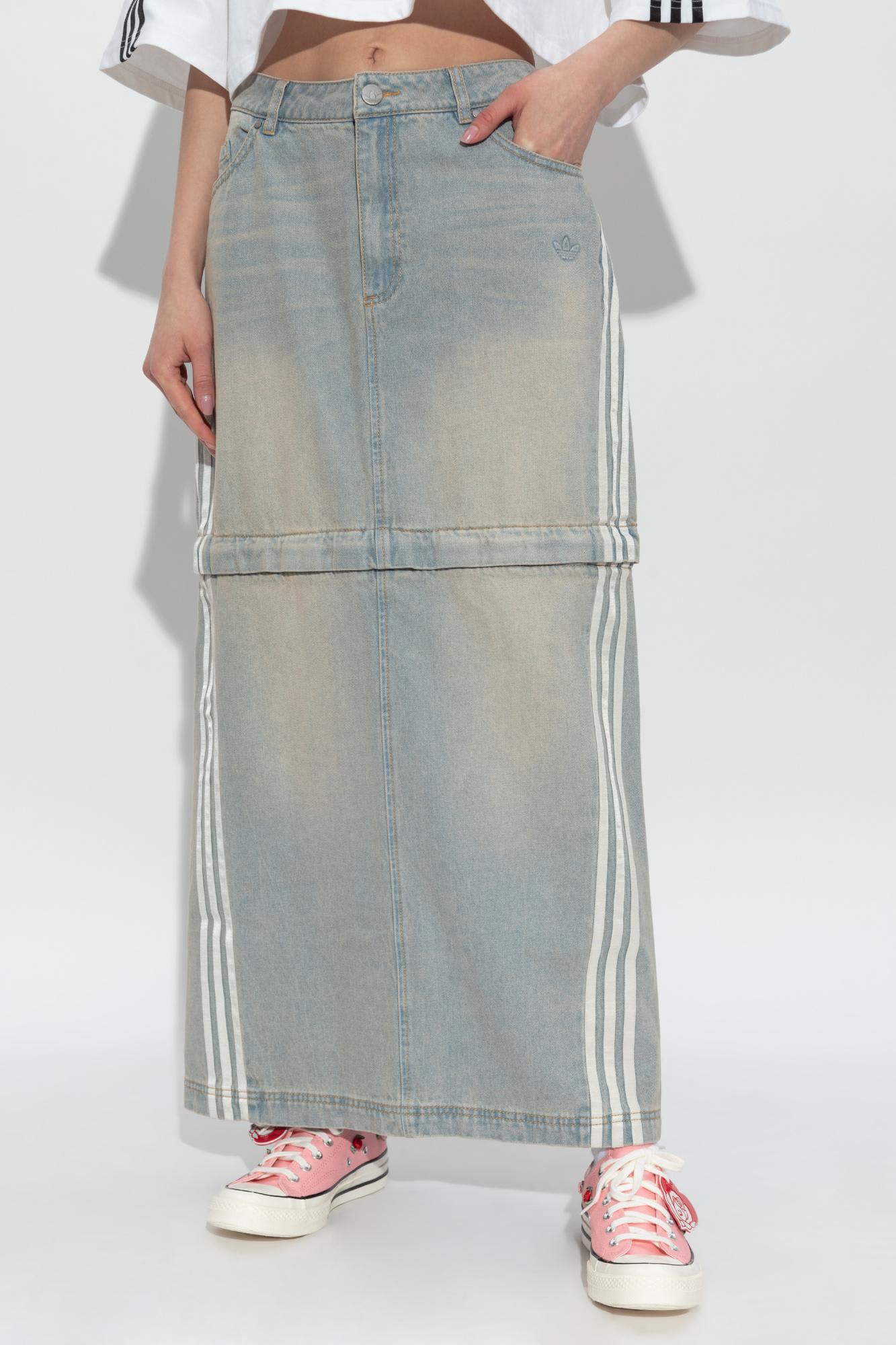 Adidas Originals Adidas Adjustable Five-pocket Denim Skirt With Signature Side Stripes