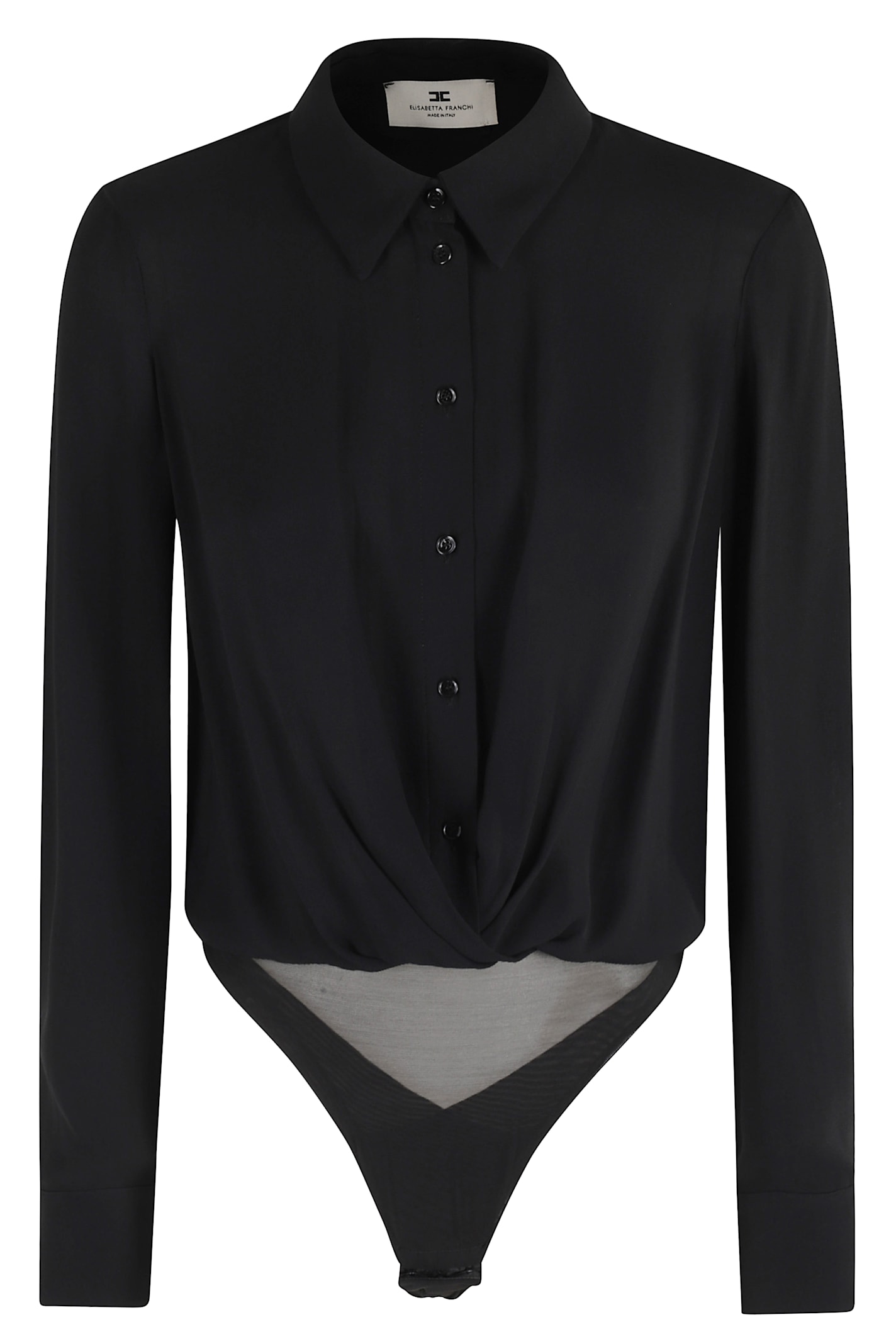 Elisabetta Franchi Twist-front Button Bodysuit In Black