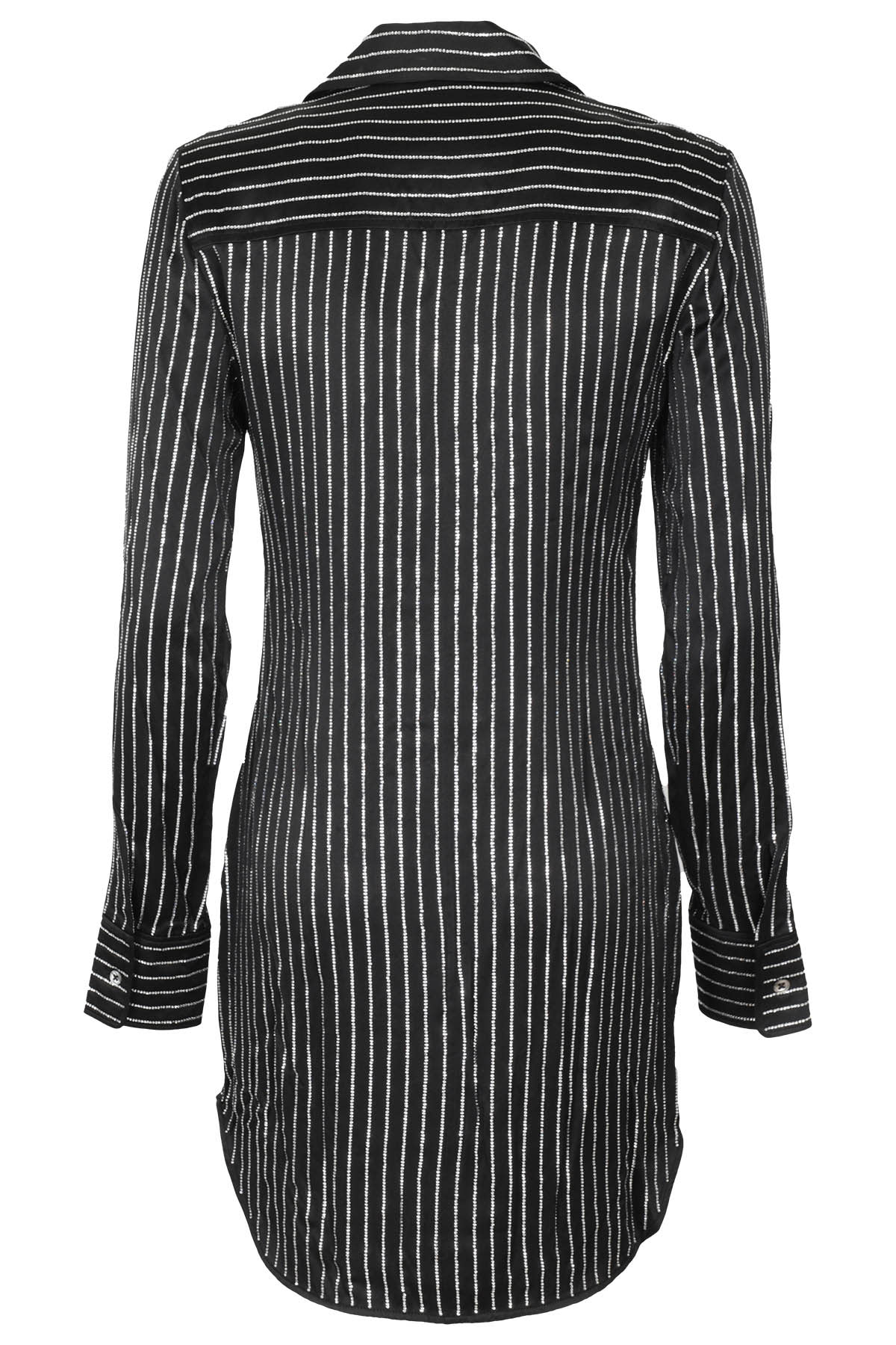 Alexander Wang Slim Shirt Dress With Crystal Hotfix In Black