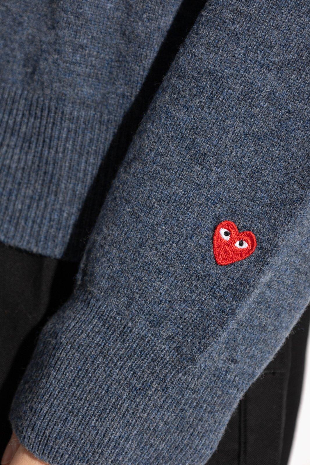 Comme Des Garçons Play Heart Patch V-neck Jumper