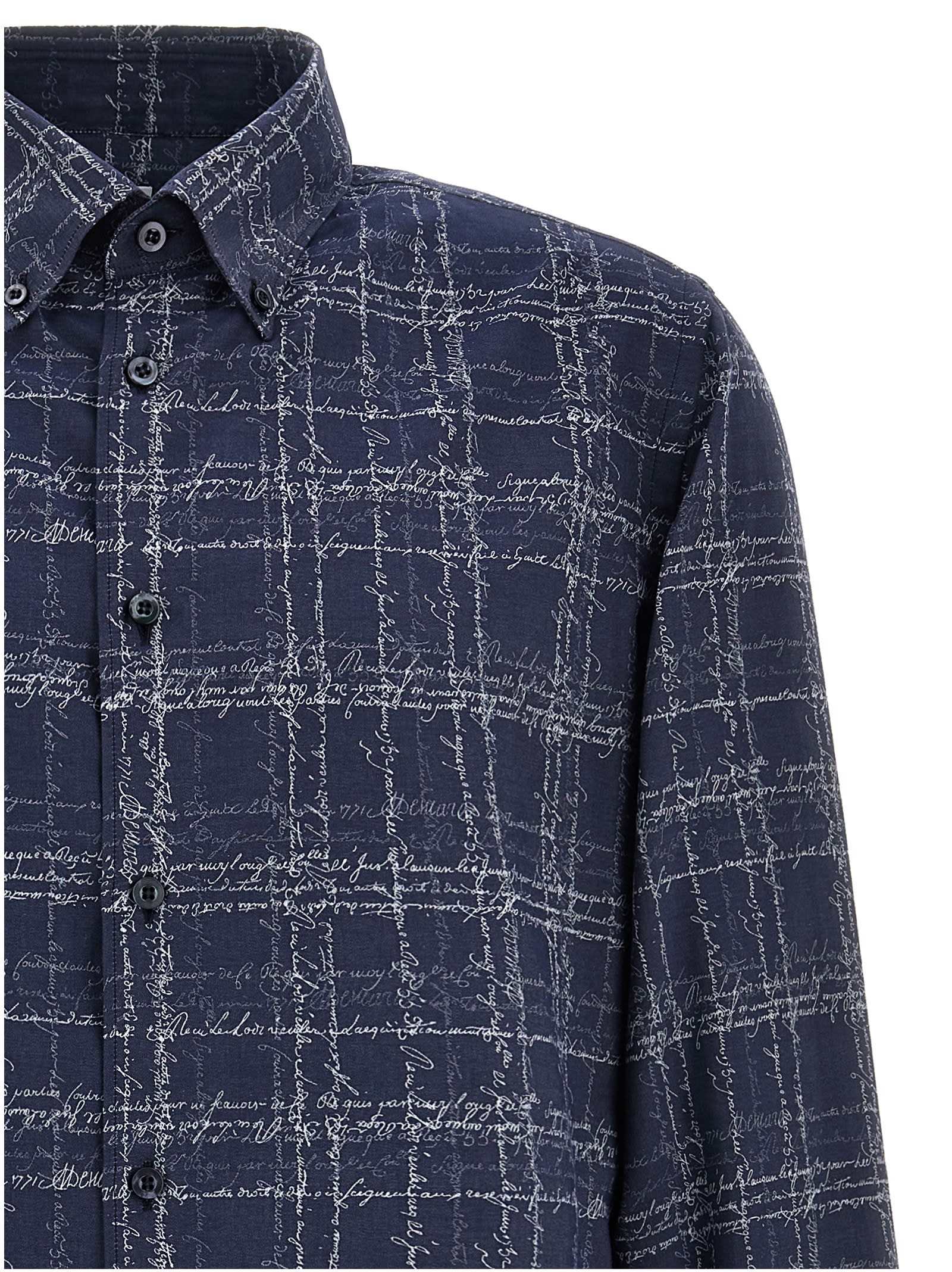 Shop Berluti Alessandro Scritto Checks Shirt In Blue