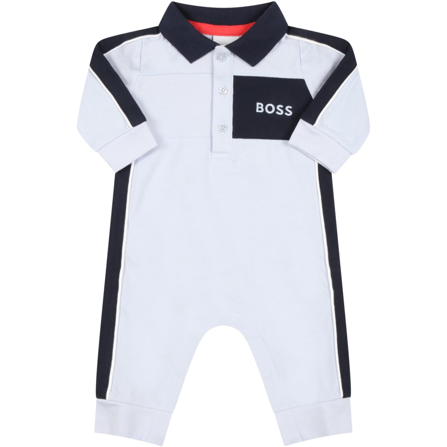 Hugo Boss Light Blue Babygrow For Baby Boy With Logo