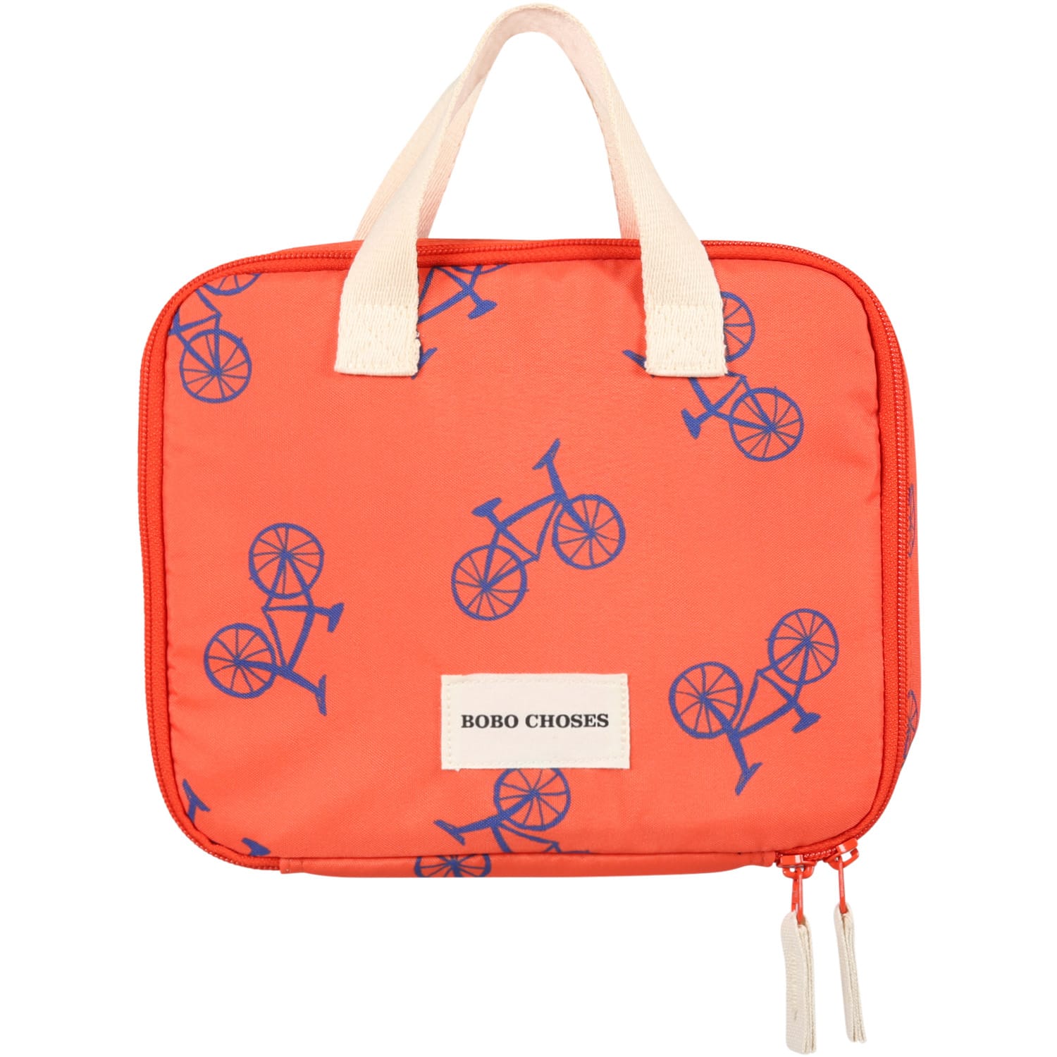 Bobo Choses Orange Lunch-box For Kids With Blue Bike And Patch Logo