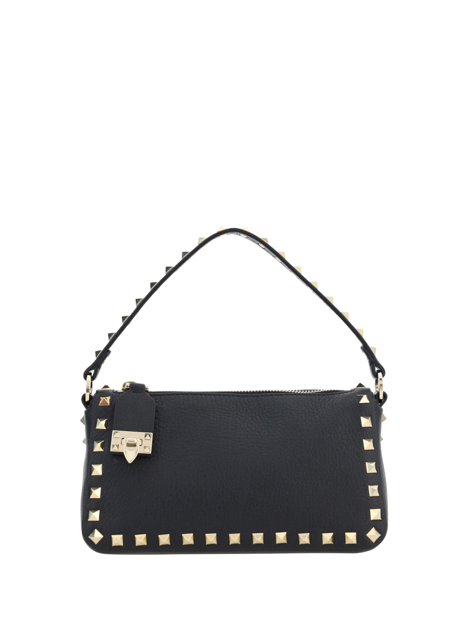 Shop Valentino Small Rockstud Shoulder Bag In Black