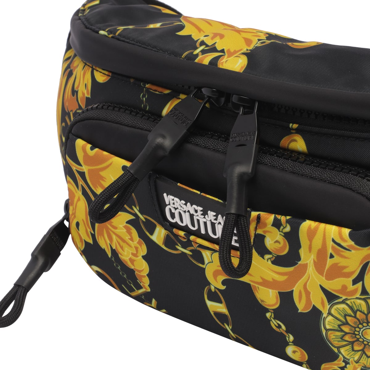 Versace Jeans Couture Chain Couture-print Belt Bag In Black/gold