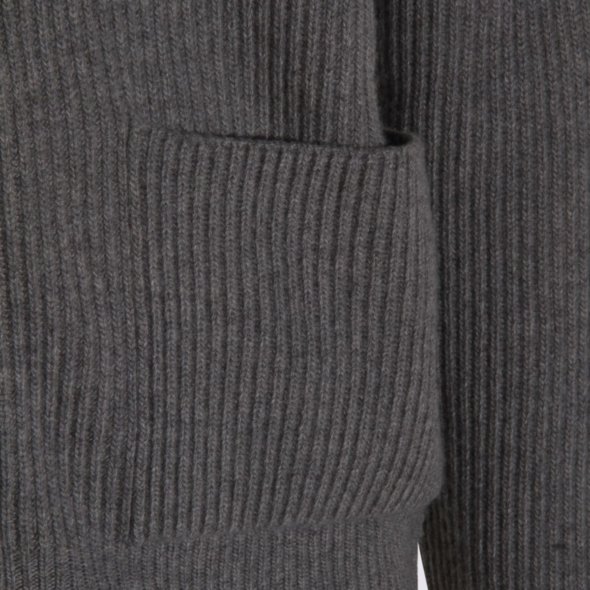 Lardini Hooded Ribbed Crewneck Front Pockets In Gray