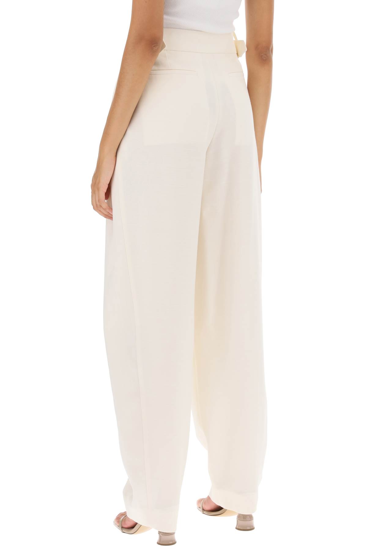 Stella Mccartney Cream Wool Baggy Trousers For Women In Cream (white)