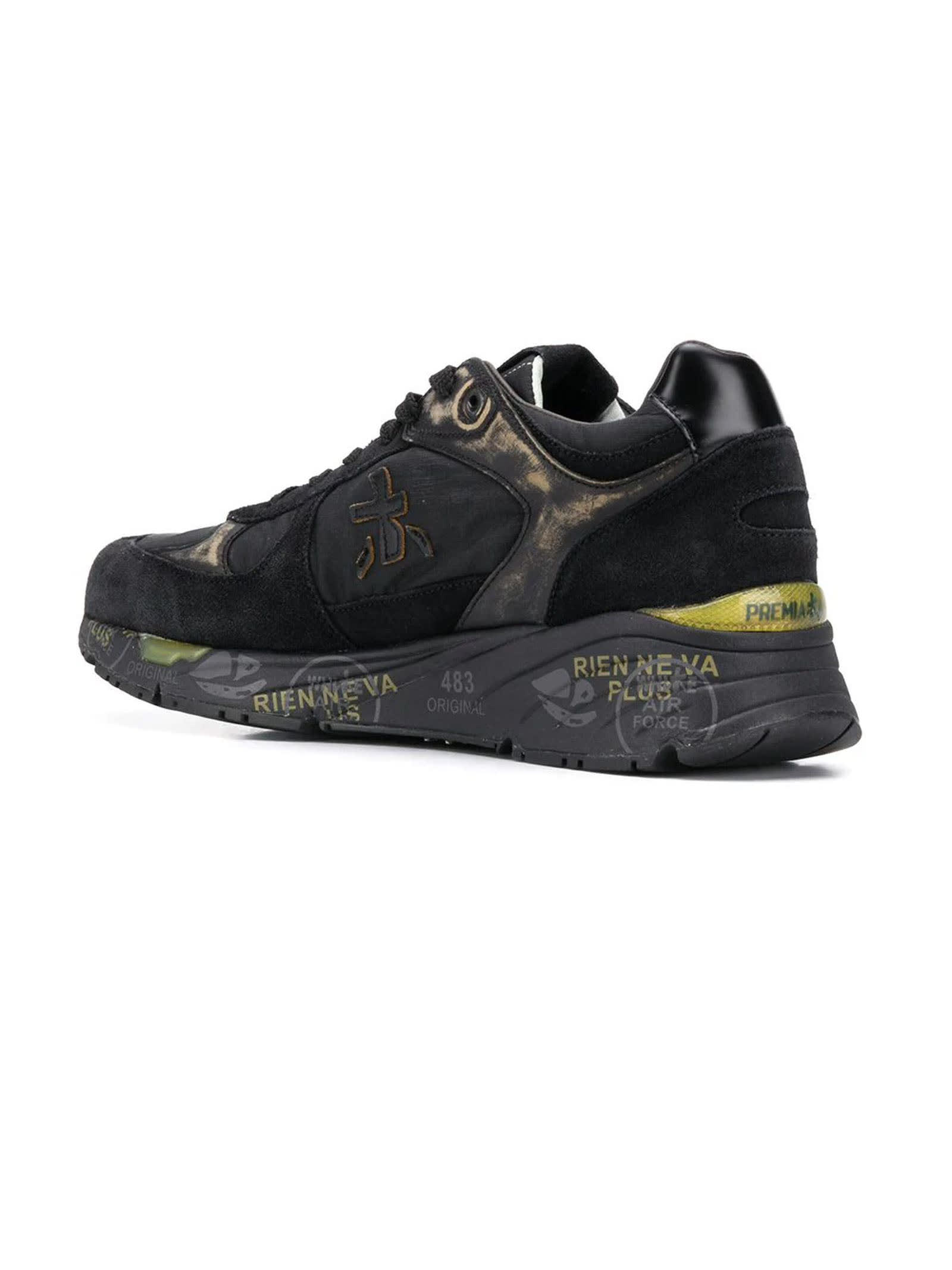 Shop Premiata Mase Black And Green Sneakers