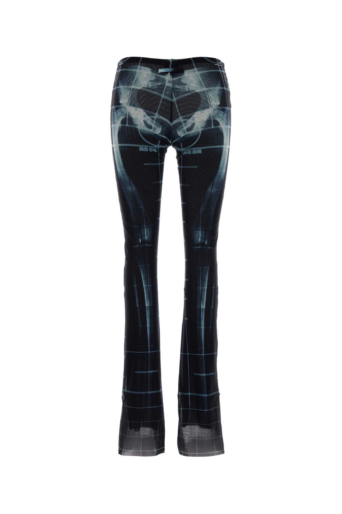 Jean Paul Gaultier Sheer Tulle Trousers X-ray Print In Blacknavylightblue
