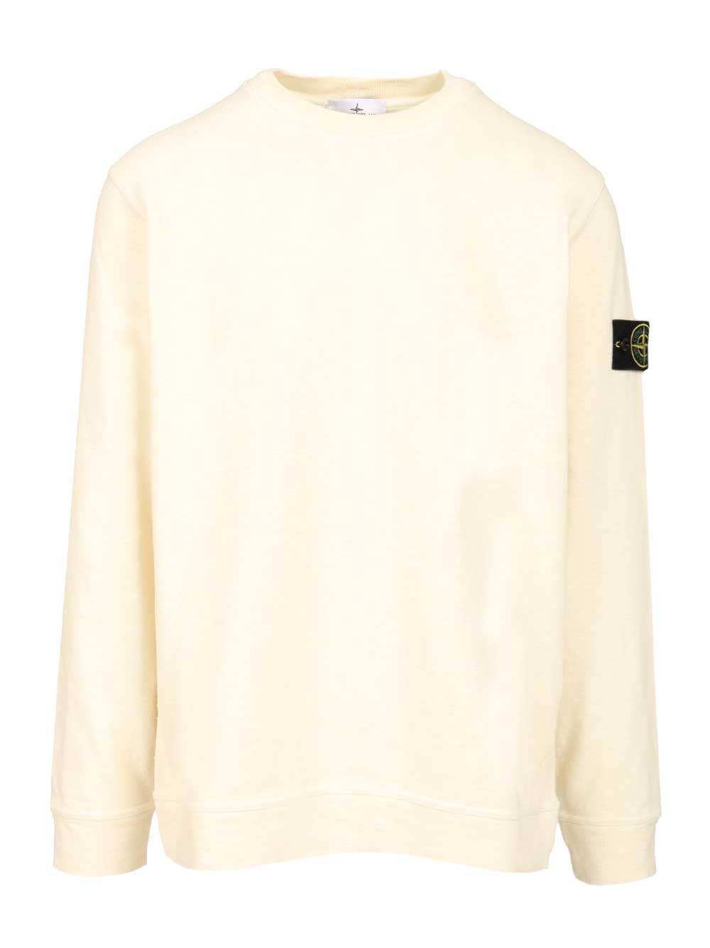 Stone Island Ribbed Crew-neck Cotton Sweater With Long Sleeves In Orange