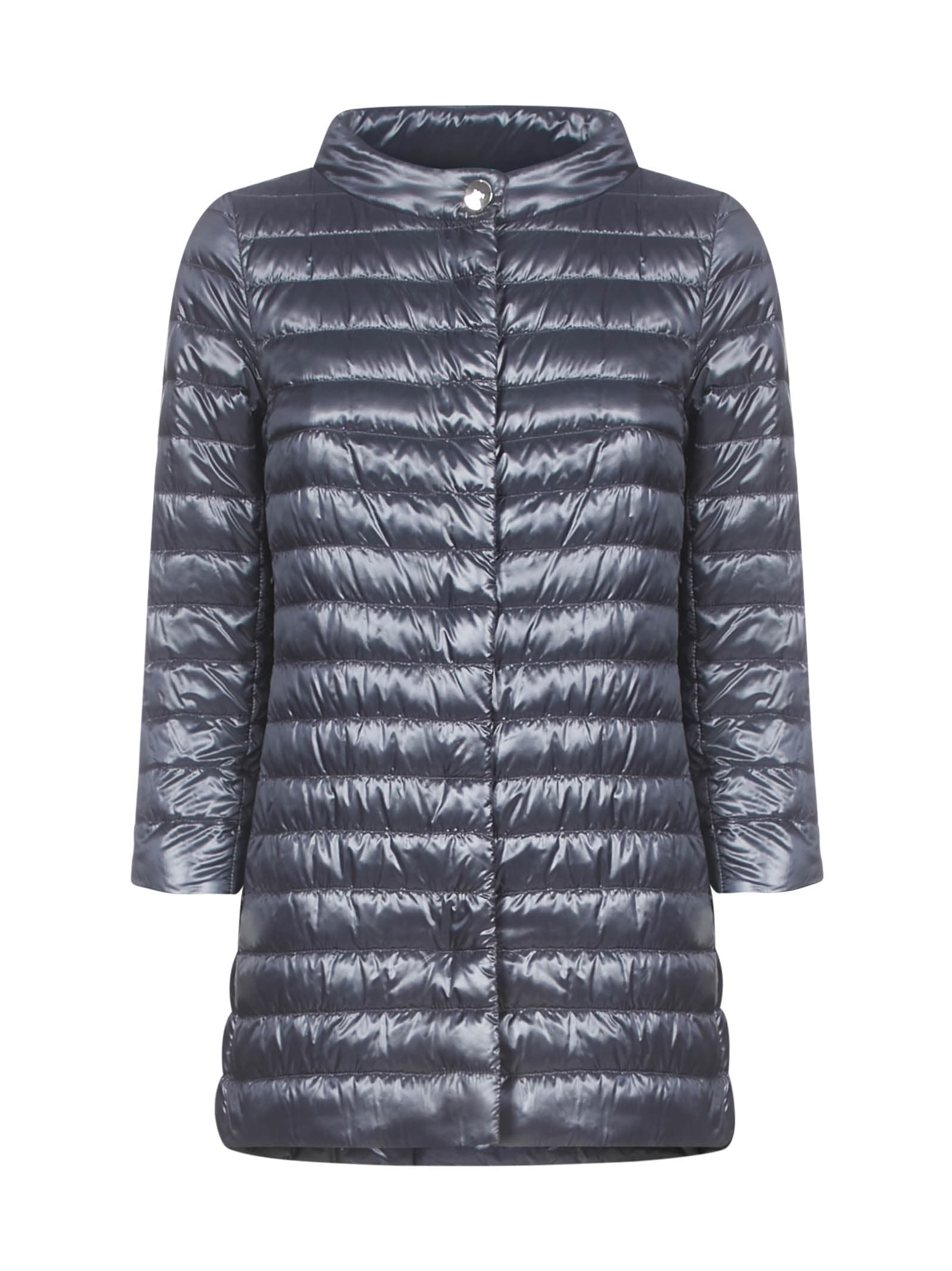 Herno Rossella Water Repellent High/low A-line Down Puffer Jacket In Blu Aperto