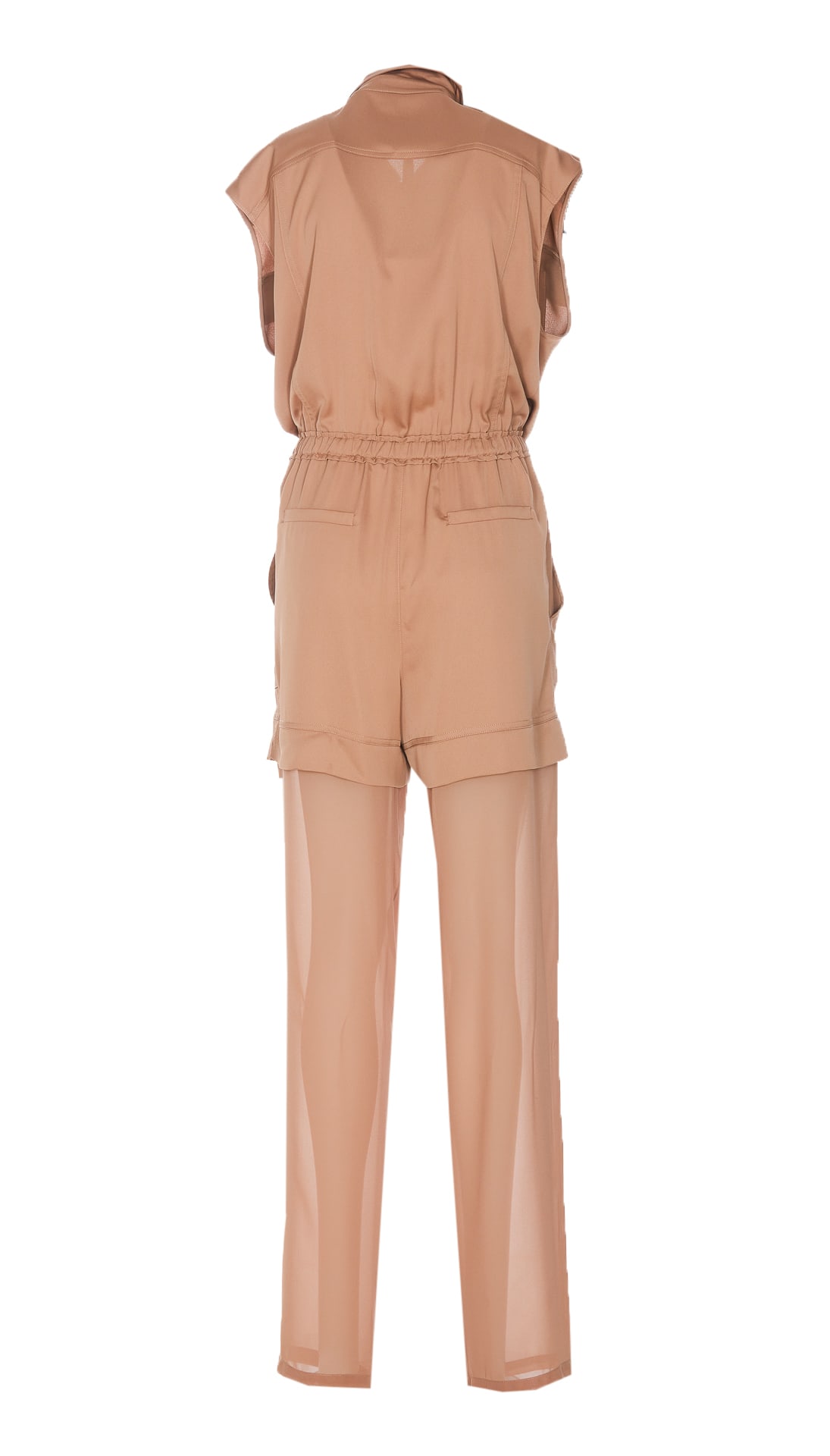 Shop Pinko Utility Satin Suit With Georgette In Brown