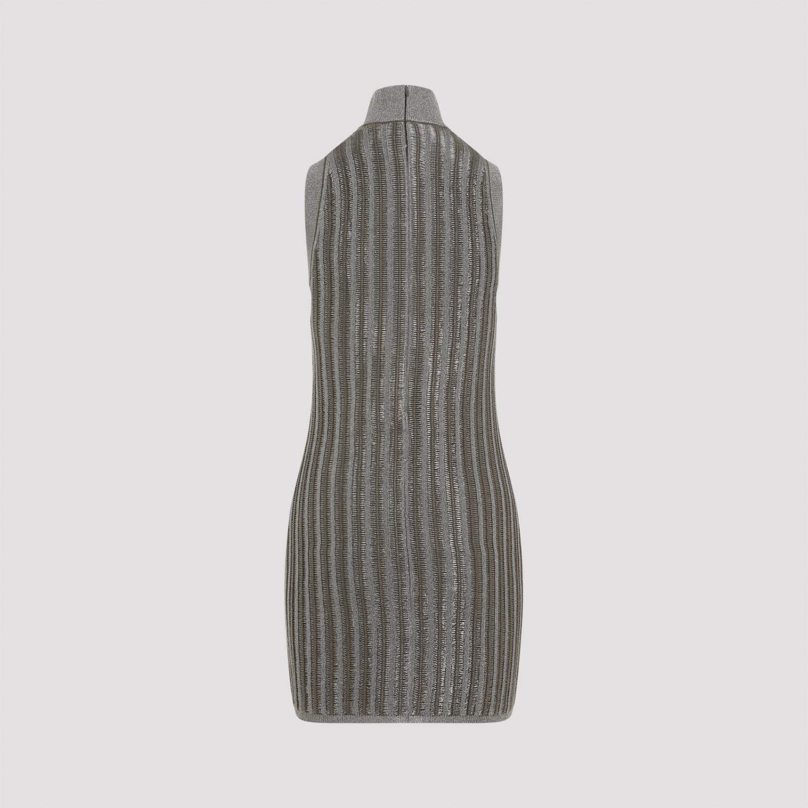 Shop Tom Ford Knit Turtleneck Mini Dress In Metallic Olive