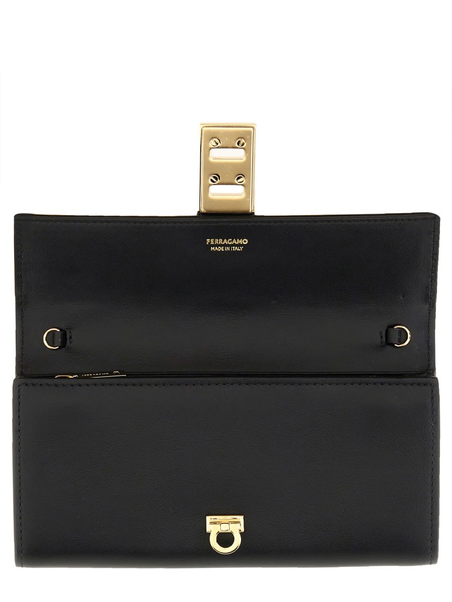 Ferragamo Chic Mini Hug Wallet For Women In Black