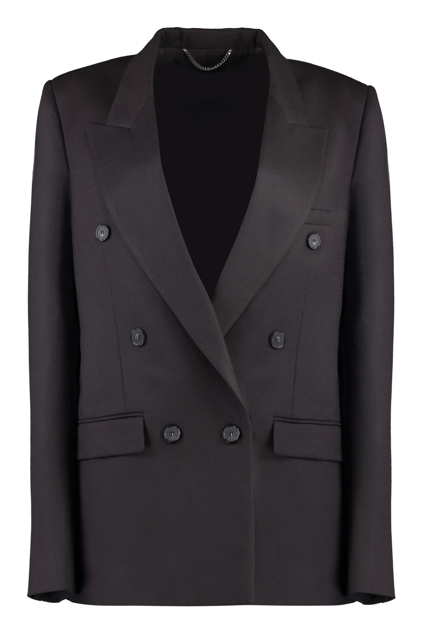 Shop Stella Mccartney Double-breasted Wool Blazer In Brown