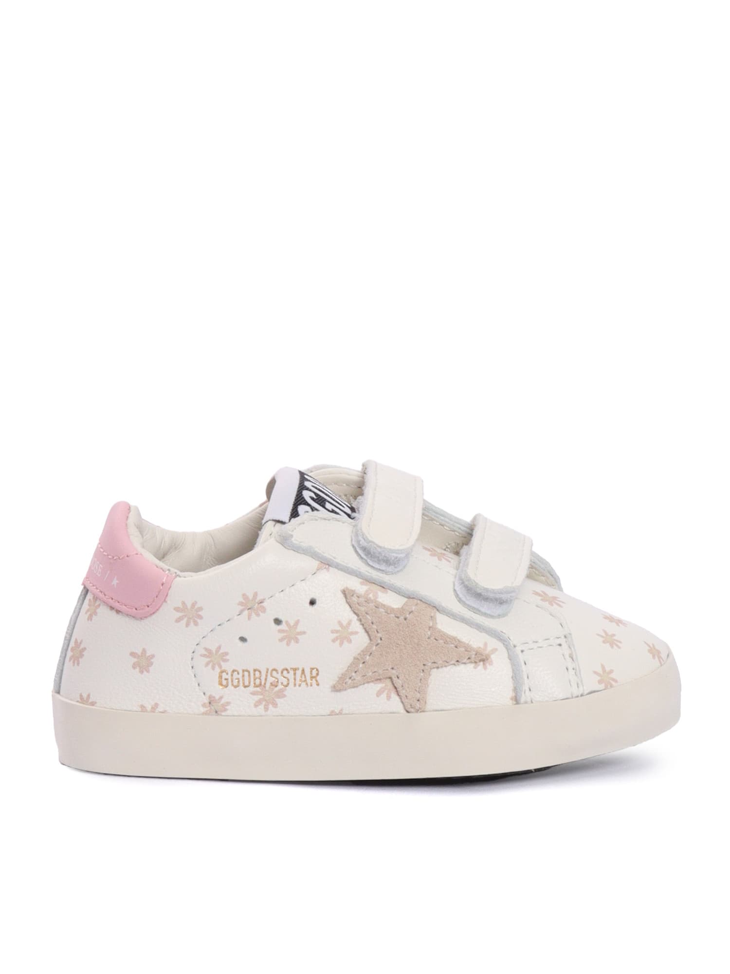 Golden Goose Baby School Nappa Upper With Prints Suede Star Leather Heel Sneakers In White