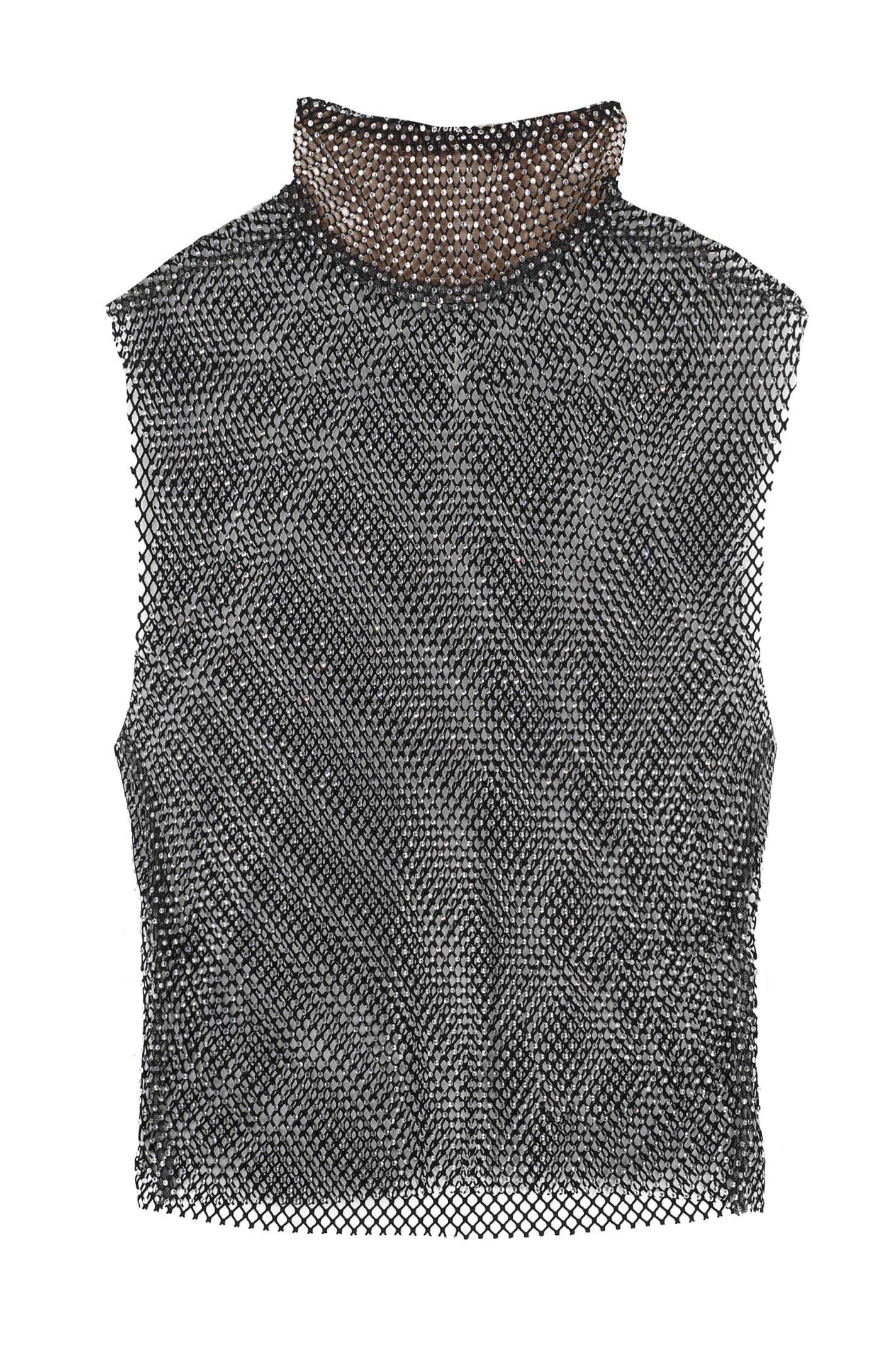 Genny Rhinestone Mesh Top In Black