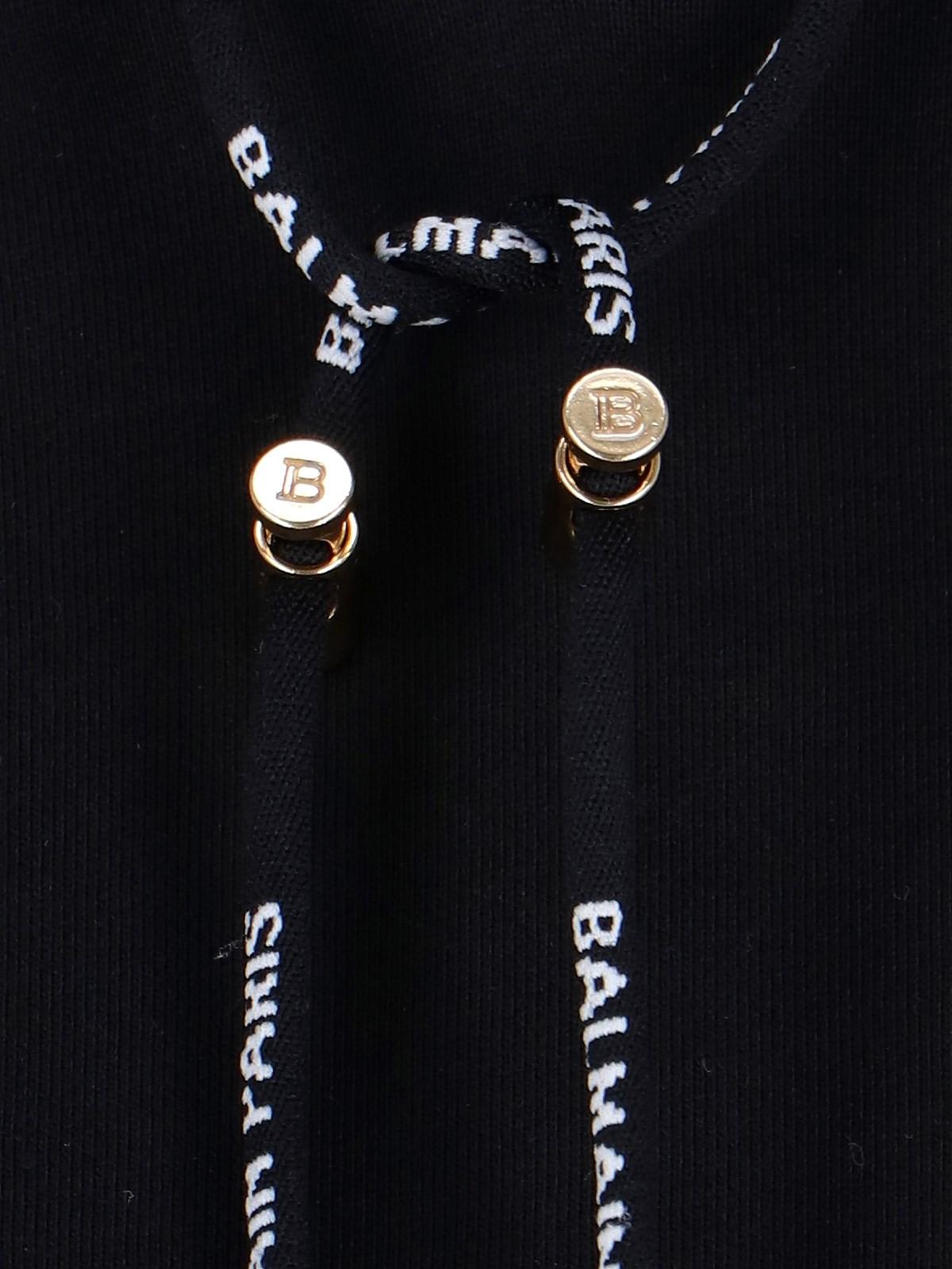 Balmain Logo Cropped Sweatshirt In Eab Noir/blanc