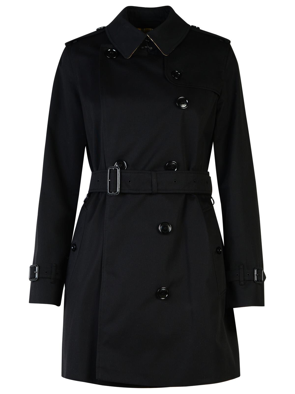 Shop Burberry Kensington Black Polyester Trench Coat