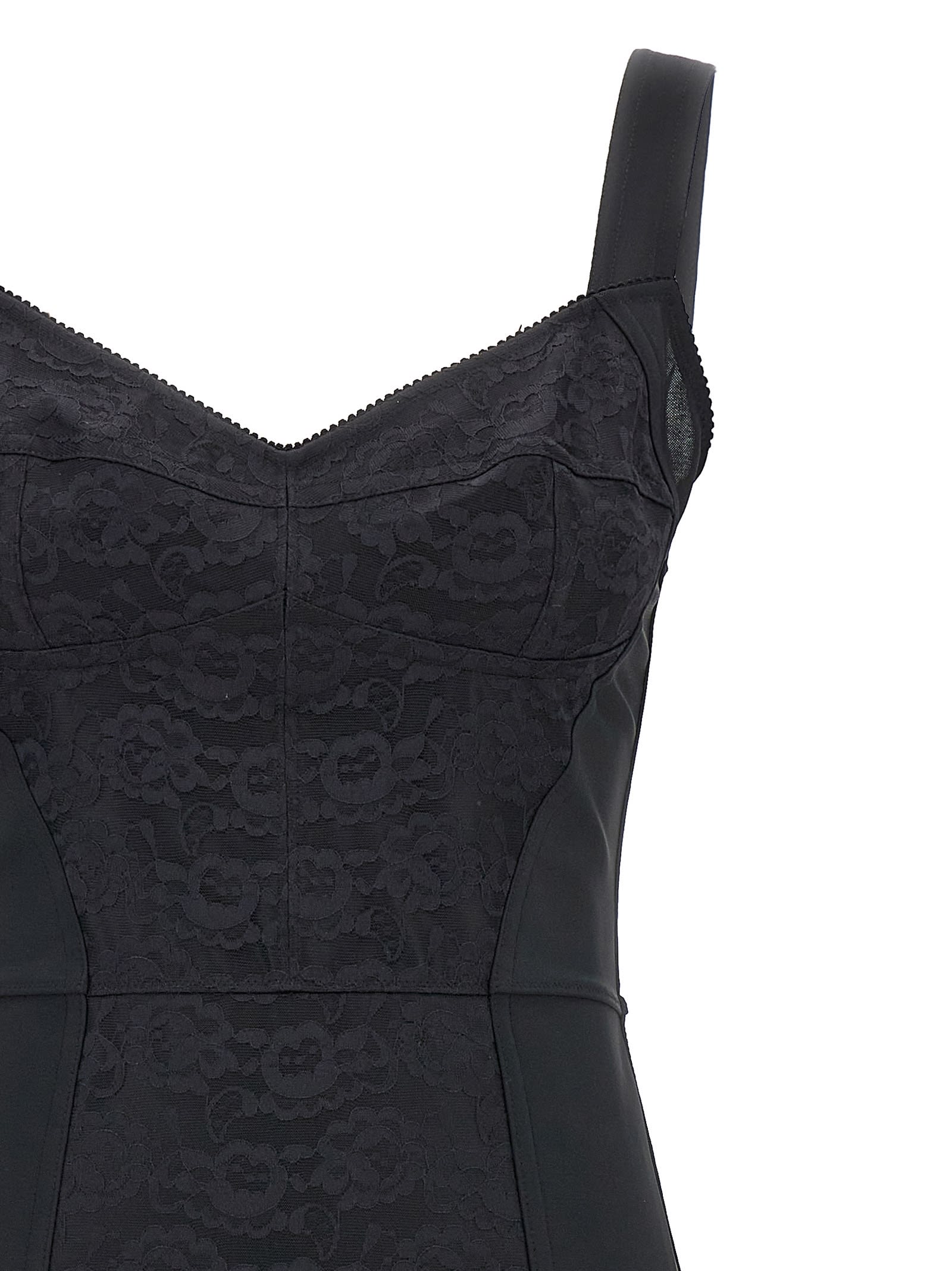 Shop Dolce & Gabbana Midi Corsetry Dress In Black